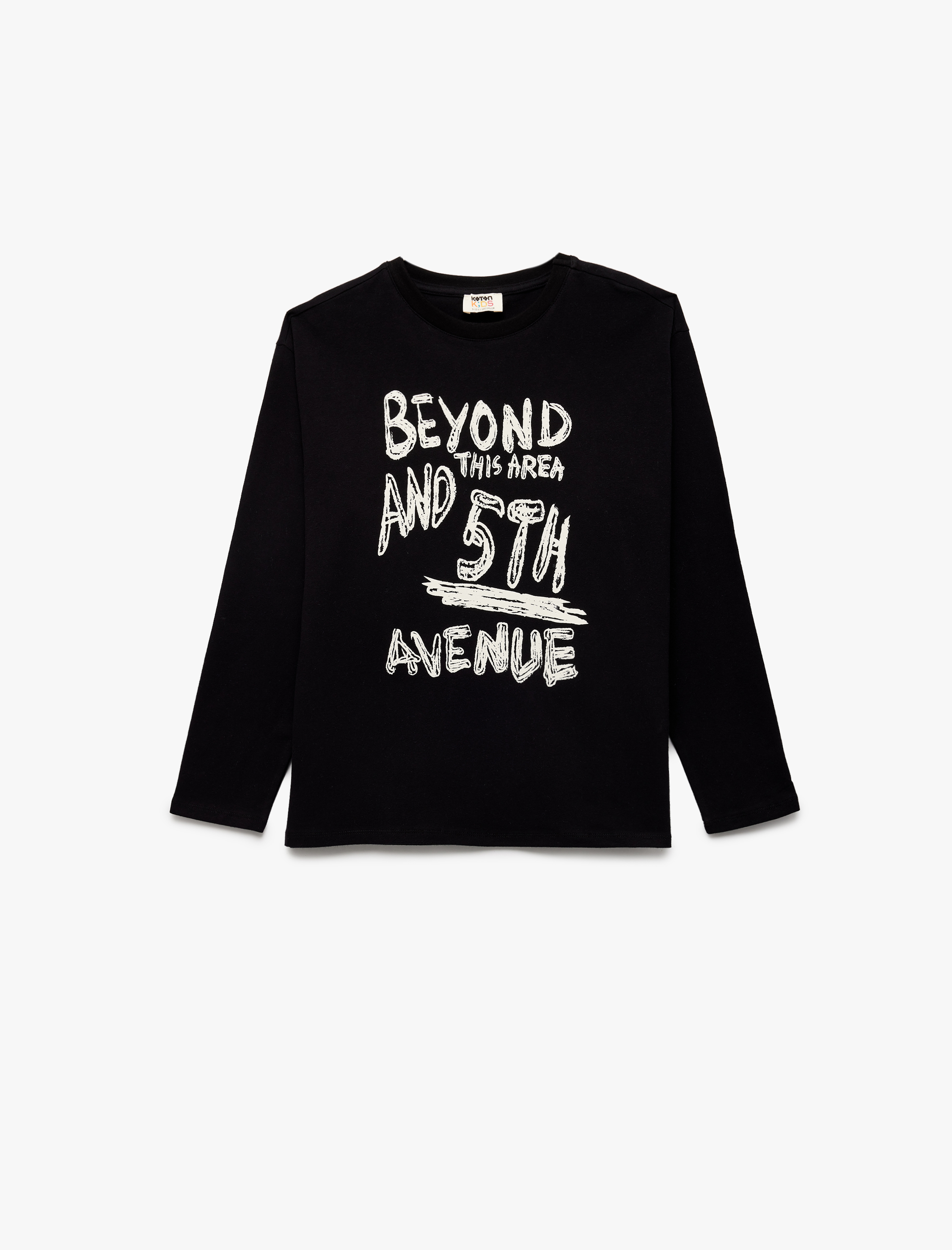  Erkek Çocuk Pamuklu Uzun Kollu Bisiklet Yaka Baskılı Tişört