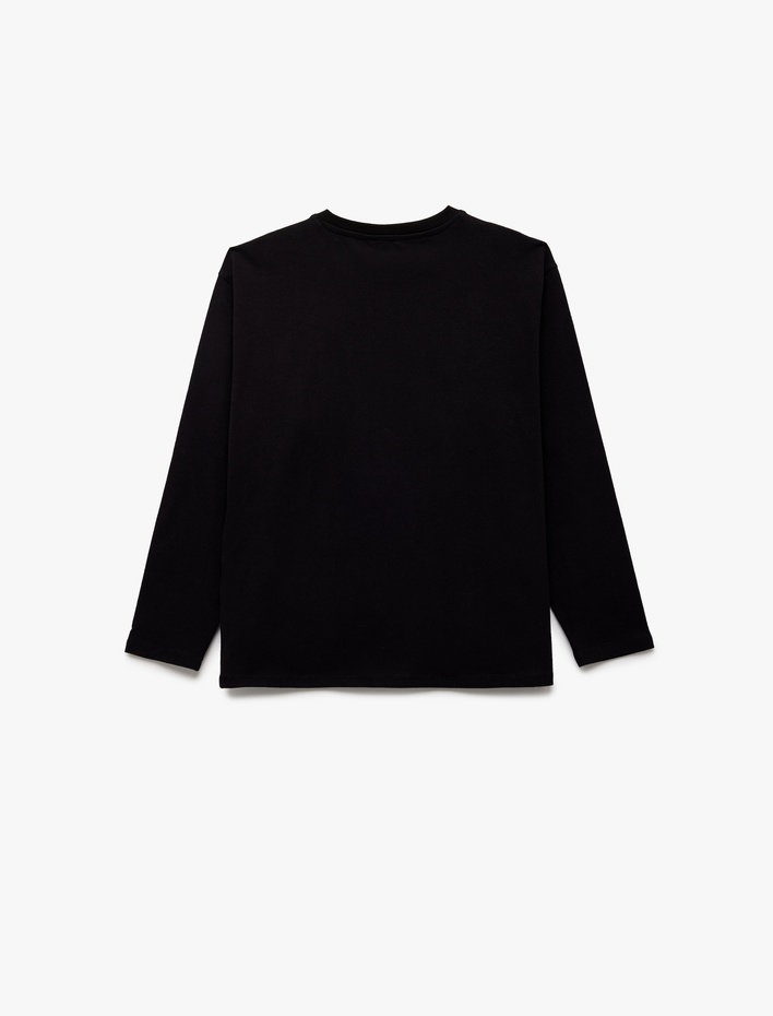 Erkek Çocuk Pamuklu Uzun Kollu Bisiklet Yaka Baskılı Tişört