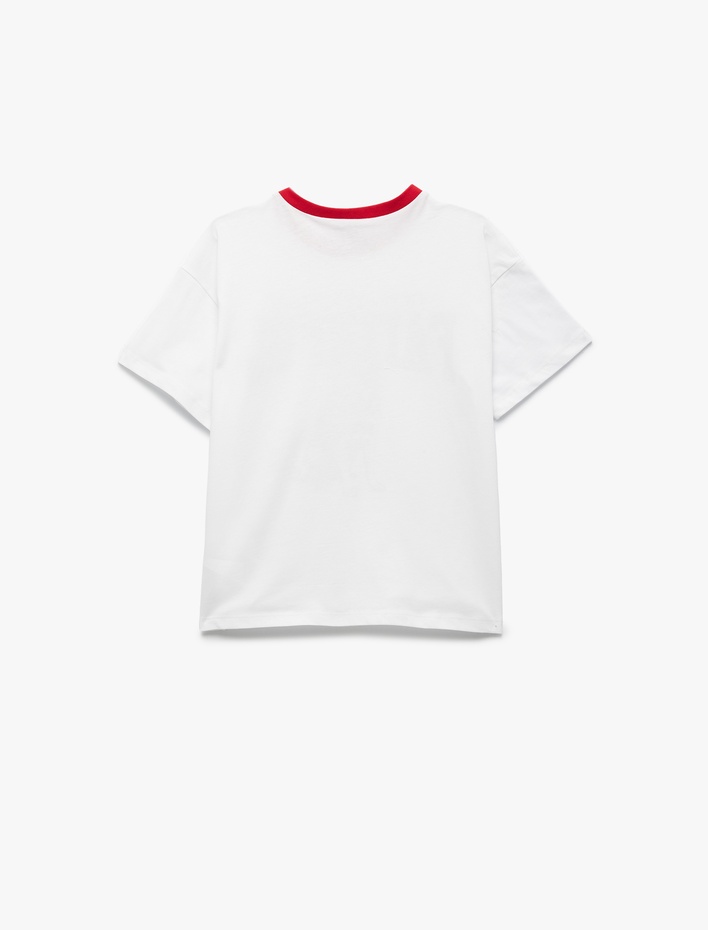 Erkek Çocuk Kısa Kollu Bisiklet Yaka Pamuklu Köpek Baskılı Oversize Tişört