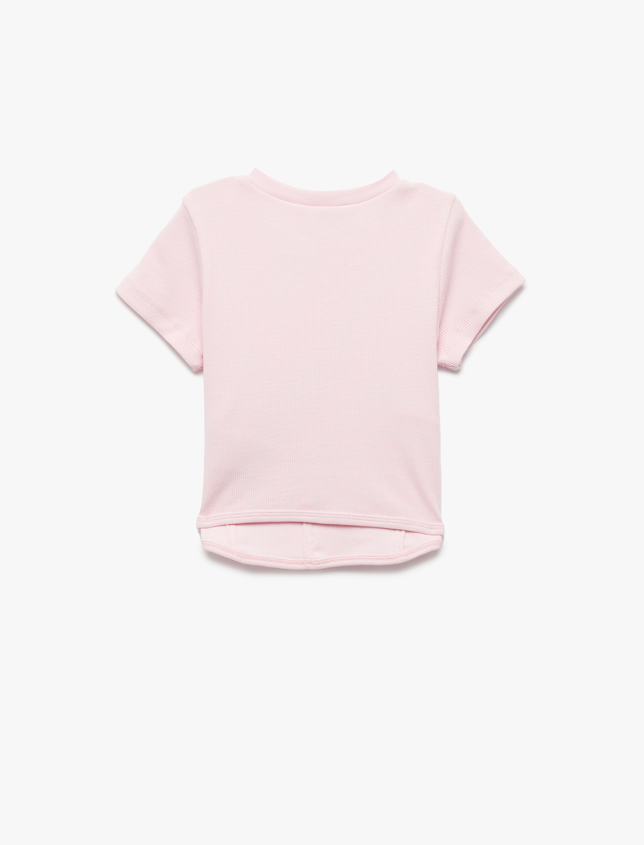  Kız Çocuk Pamuklu Bisiklet Yaka Kısa Kollu Basic Crop Tişört