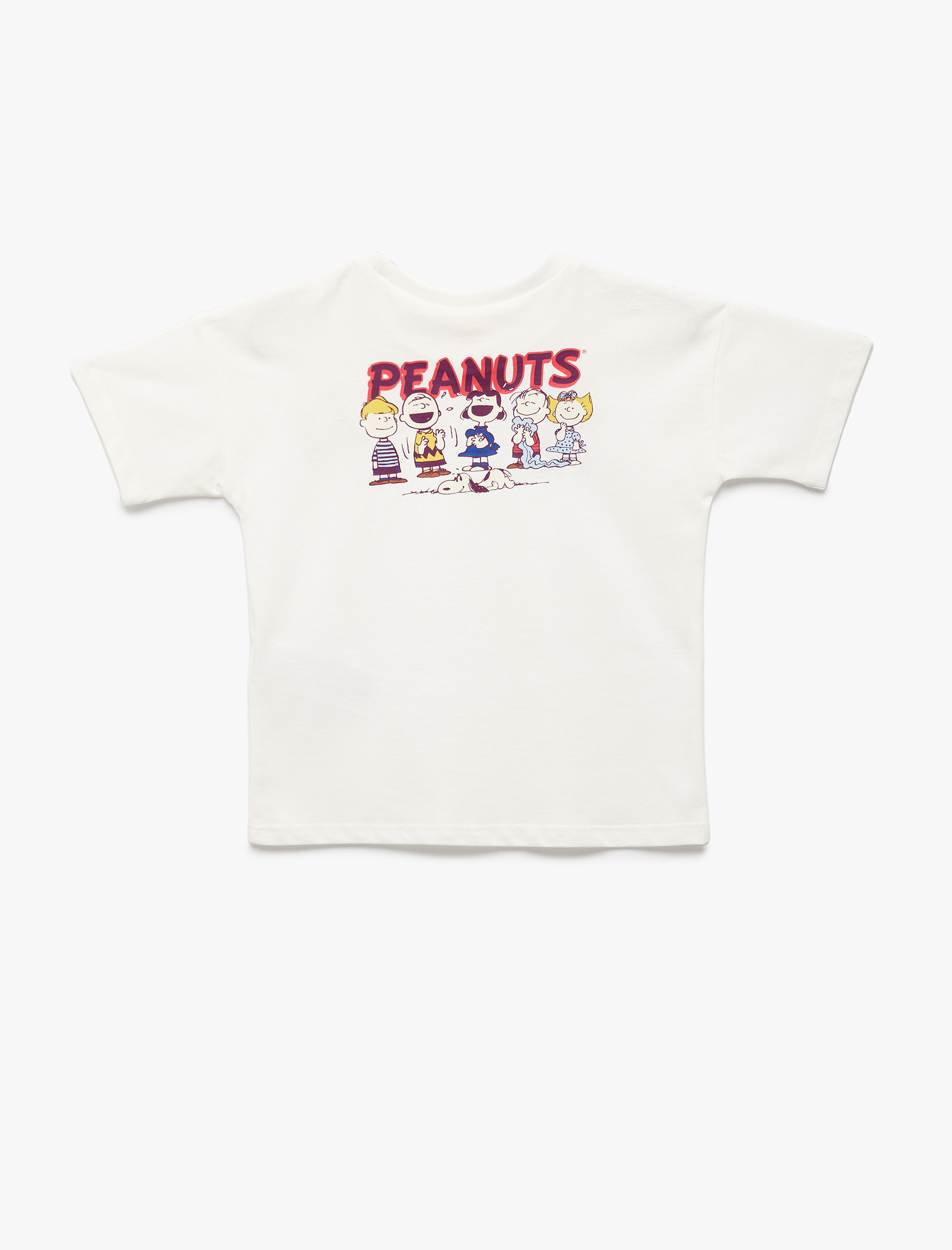  Erkek Bebek Lisanslı Kısa Kollu Bisiklet Yaka Pamuklu Arkası Baskılı Snoopy Tişört