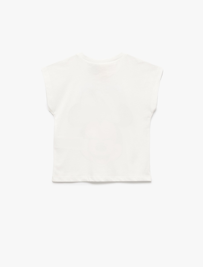 Kız Bebek Pamuklu Pullu Payetli Bisiklet Yaka Kısa Kollu Lisanslı Minnie Mouse Tişört