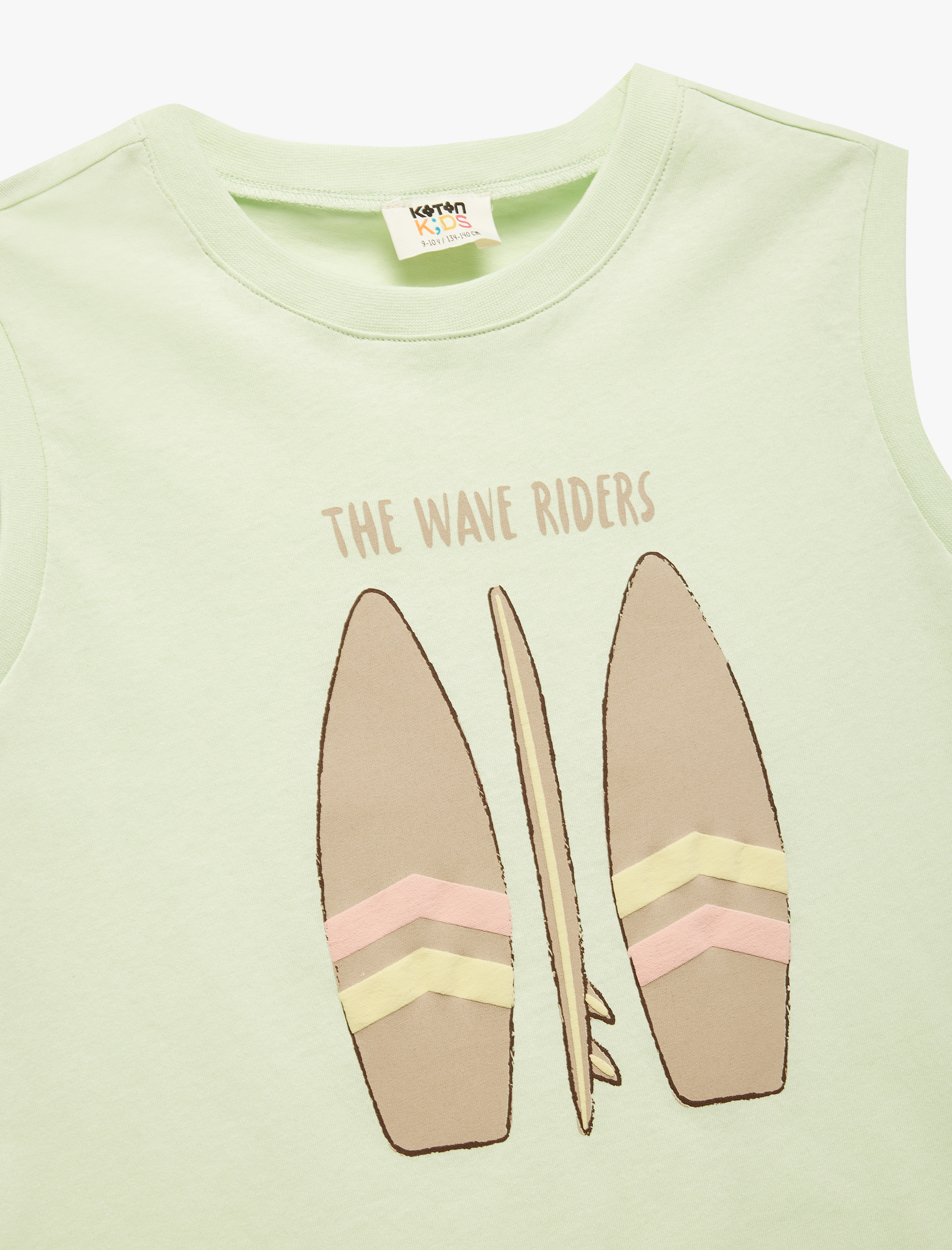  Erkek Çocuk Pamuklu Bisiklet Yaka Baskılı Kolsuz Tişört