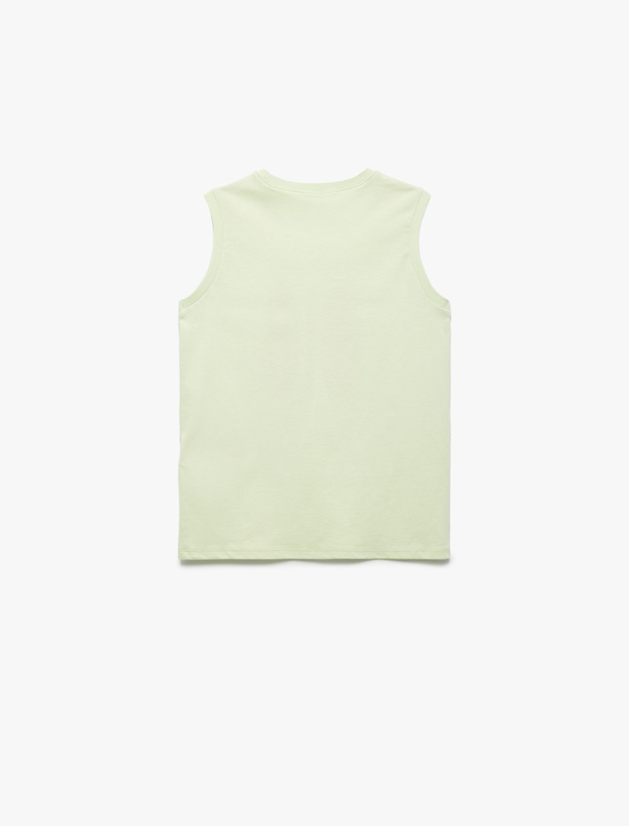 Erkek Çocuk Pamuklu Bisiklet Yaka Baskılı Kolsuz Tişört