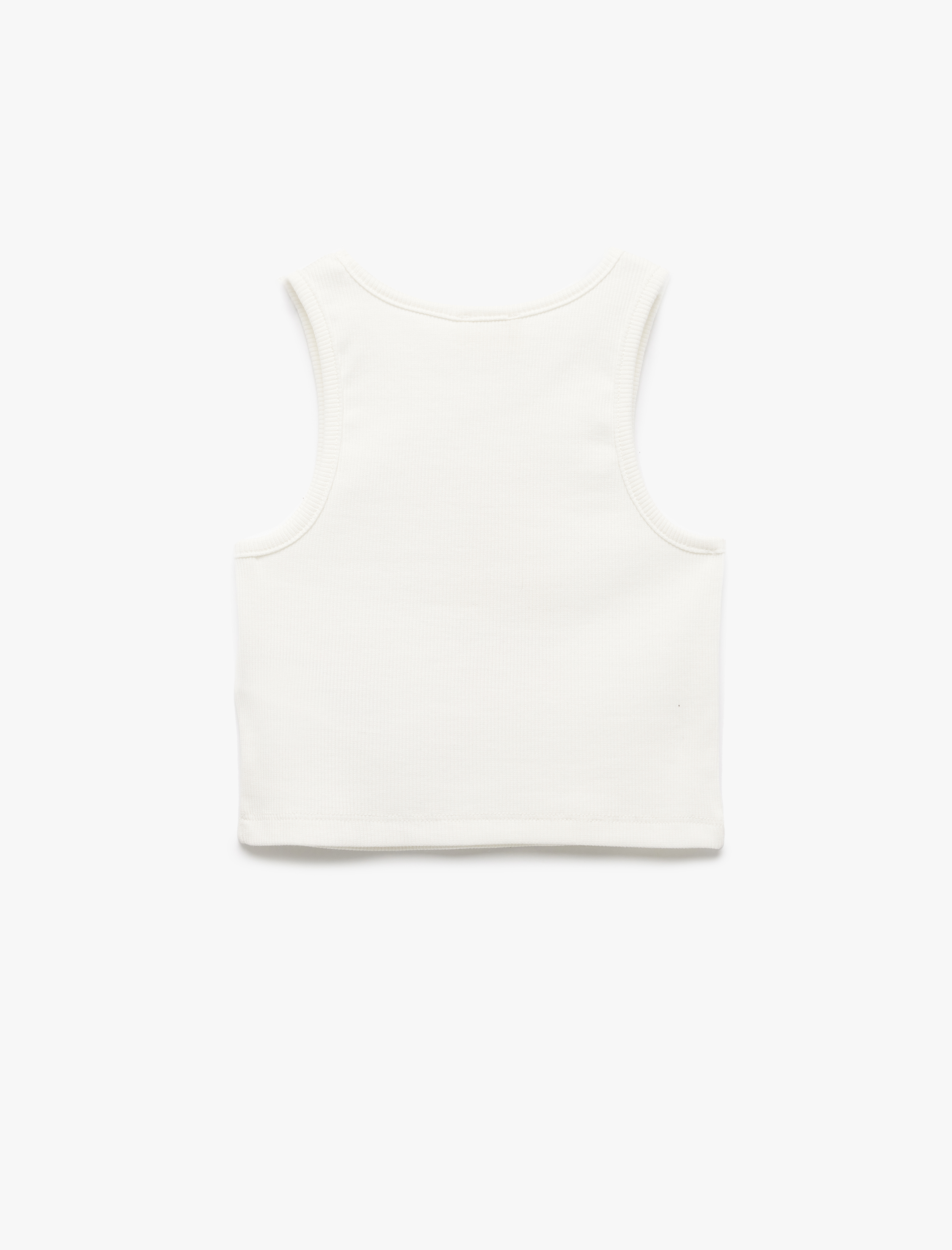  Kız Çocuk Pamuklu Kolsuz Bisiklet Yaka Baskılı Crop Atlet