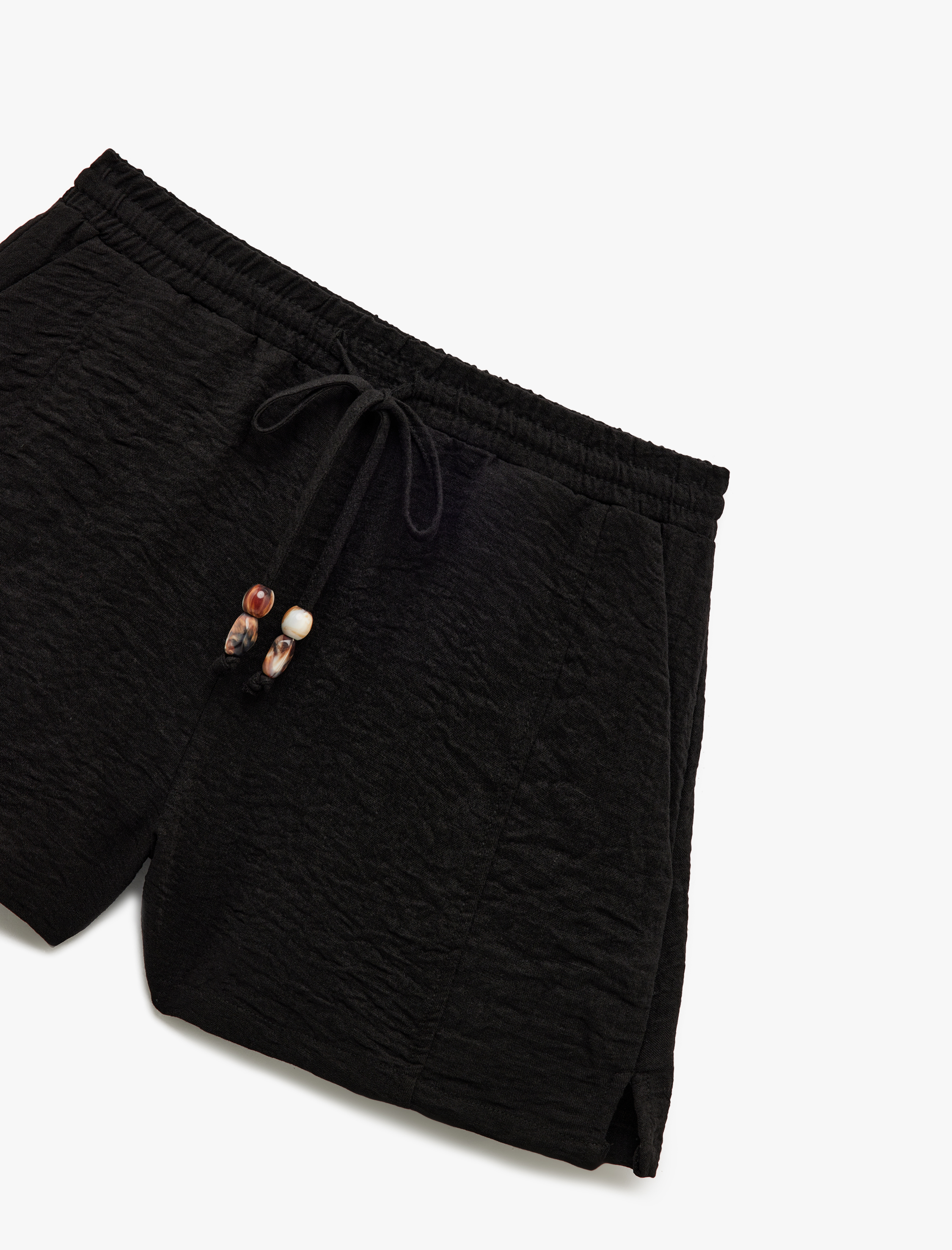   Rahat Kalıp Beli Bağlamalı Cepli Dokulu Mini Deniz Şortu