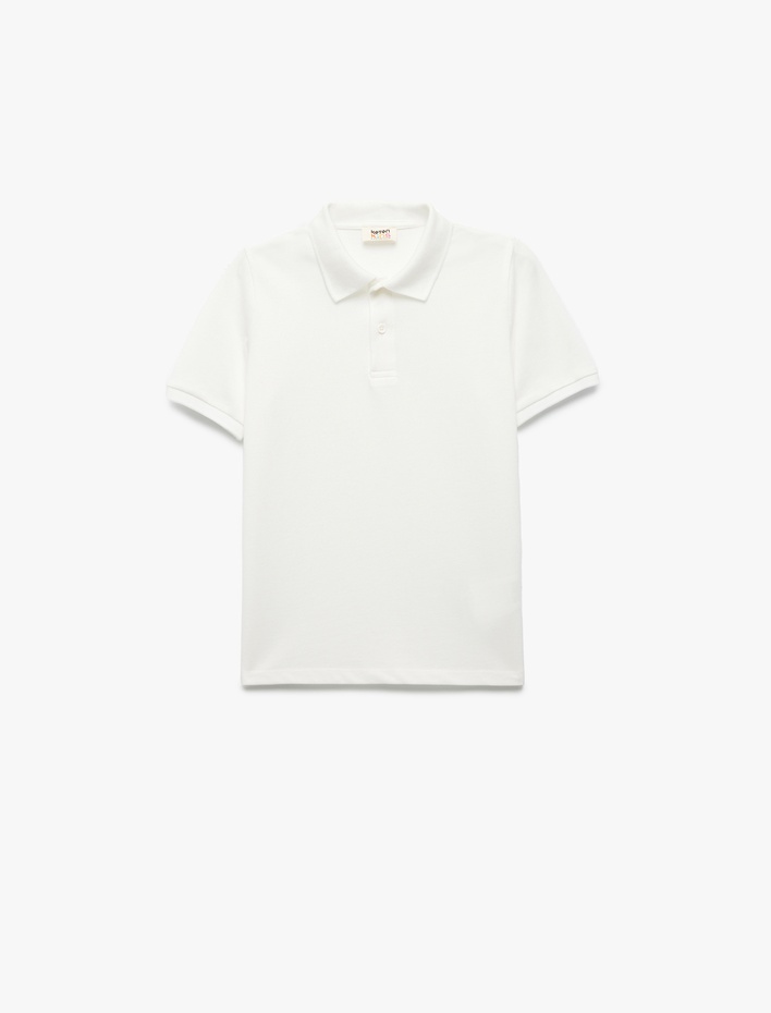 Erkek Çocuk Düğmeli Kısa Kollu Pamuklu Basic Polo Yaka Tişört