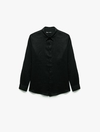 Klasik Yaka Regular Fit Uzun Kollu Keten Gömlek