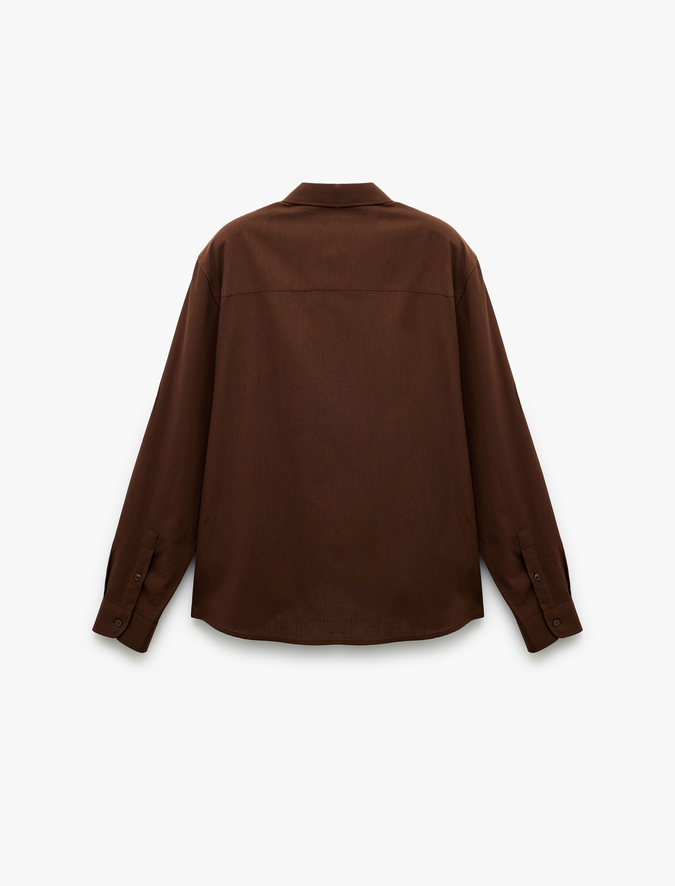   Uzun Kollu Pamuklu Regular Fit Kol Detaylı Klasik Gömlek