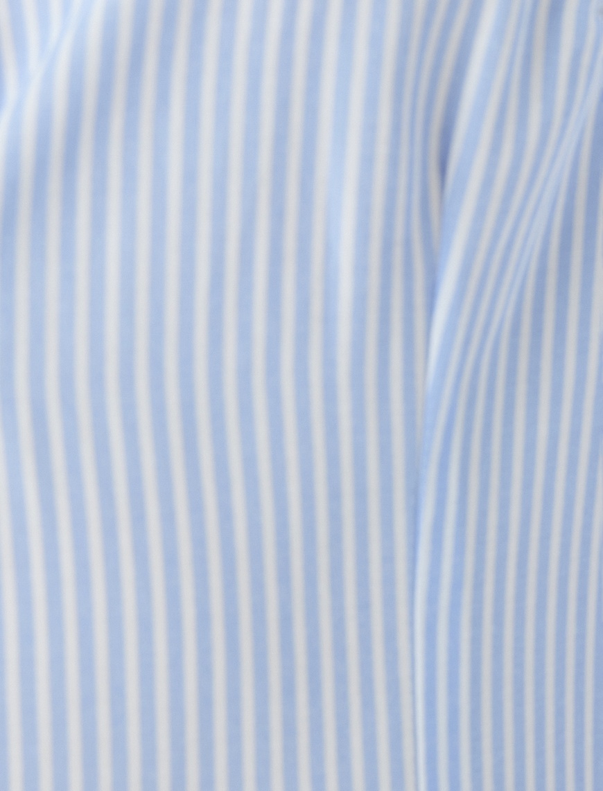   Uzun Kollu Slim Fit Çizgili Poplin Gömlek