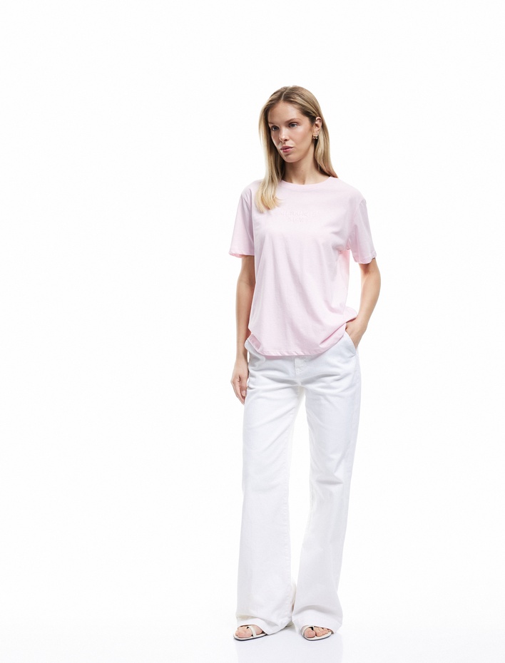  Pamuklu Bisiklet Yaka Kısa Kollu Basic Tişört