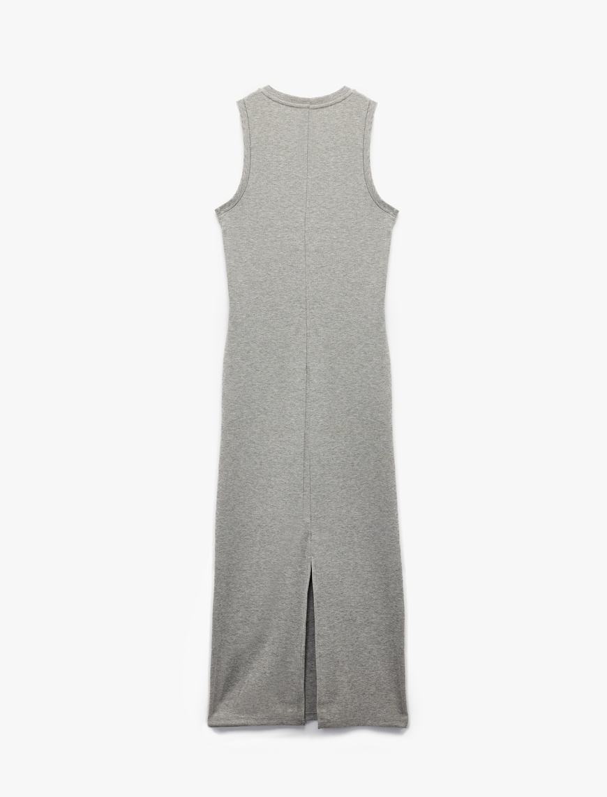   Bisiklet Yaka Kolsuz Slim Fit Midi Kalem Elbise
