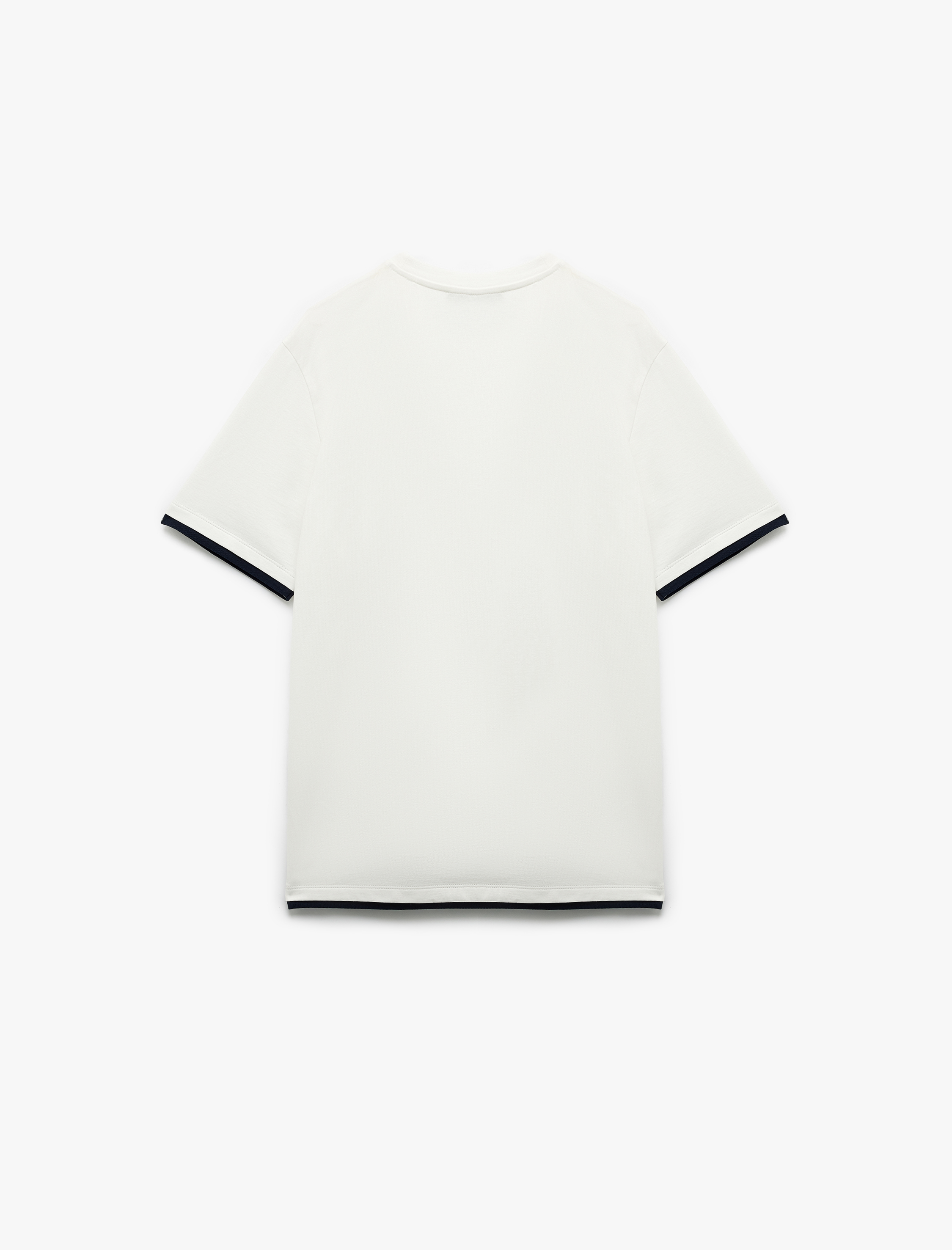   Bisiklet Yaka Renk Kontrastlı Regular Fit Pamuklu Tok Kumaş Kısa Kollu Tişört