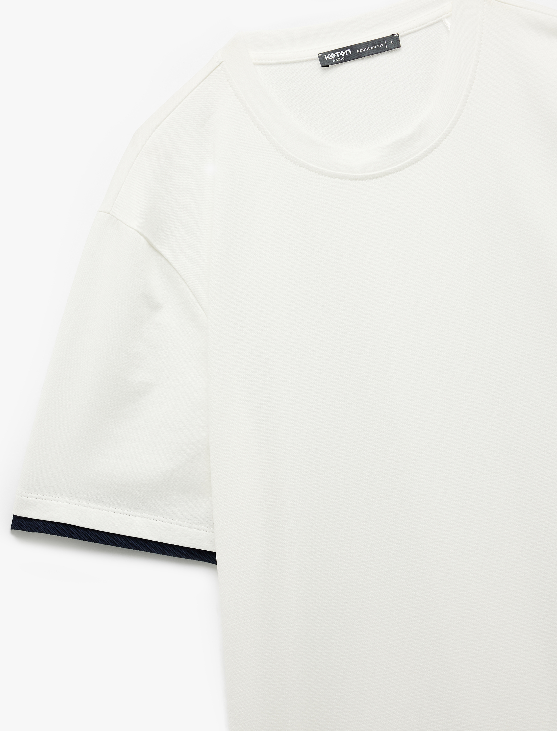   Bisiklet Yaka Renk Kontrastlı Regular Fit Pamuklu Tok Kumaş Kısa Kollu Tişört