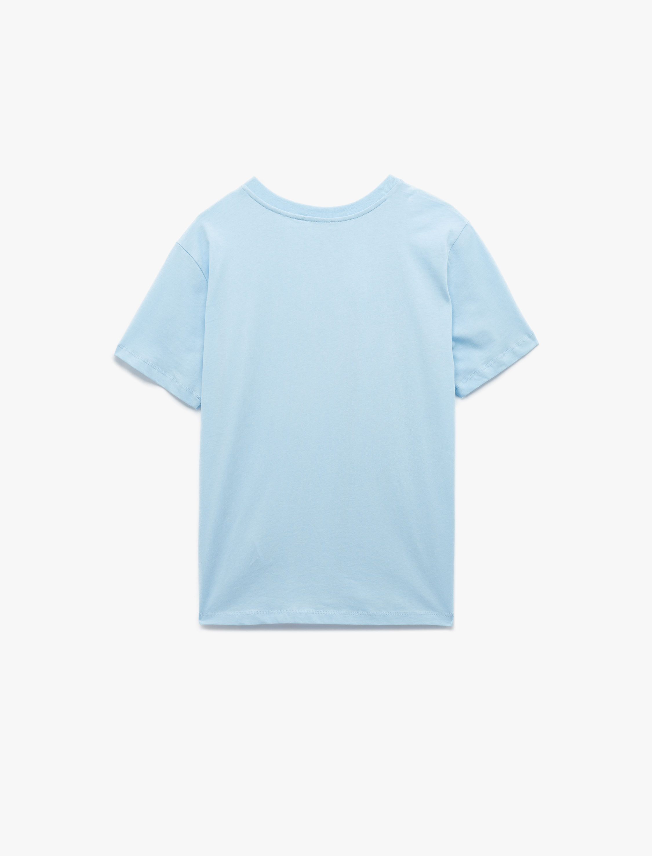   Pamuklu Kısa Kollu Bisiklet Yaka Deniz Kabuğu Baskılı Tişört