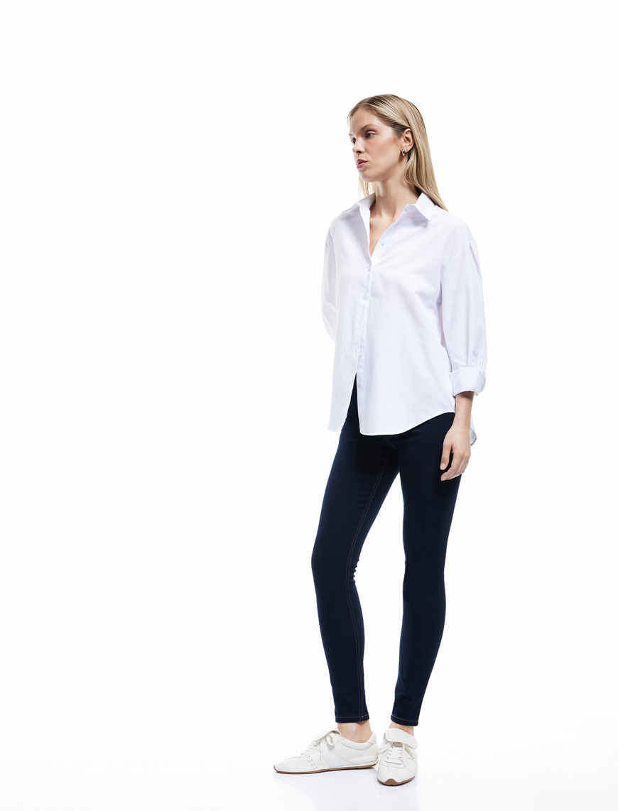   Yüksek Bel Dar Paça Toparlayıcı Jean Pantolon - Skinny Jeans