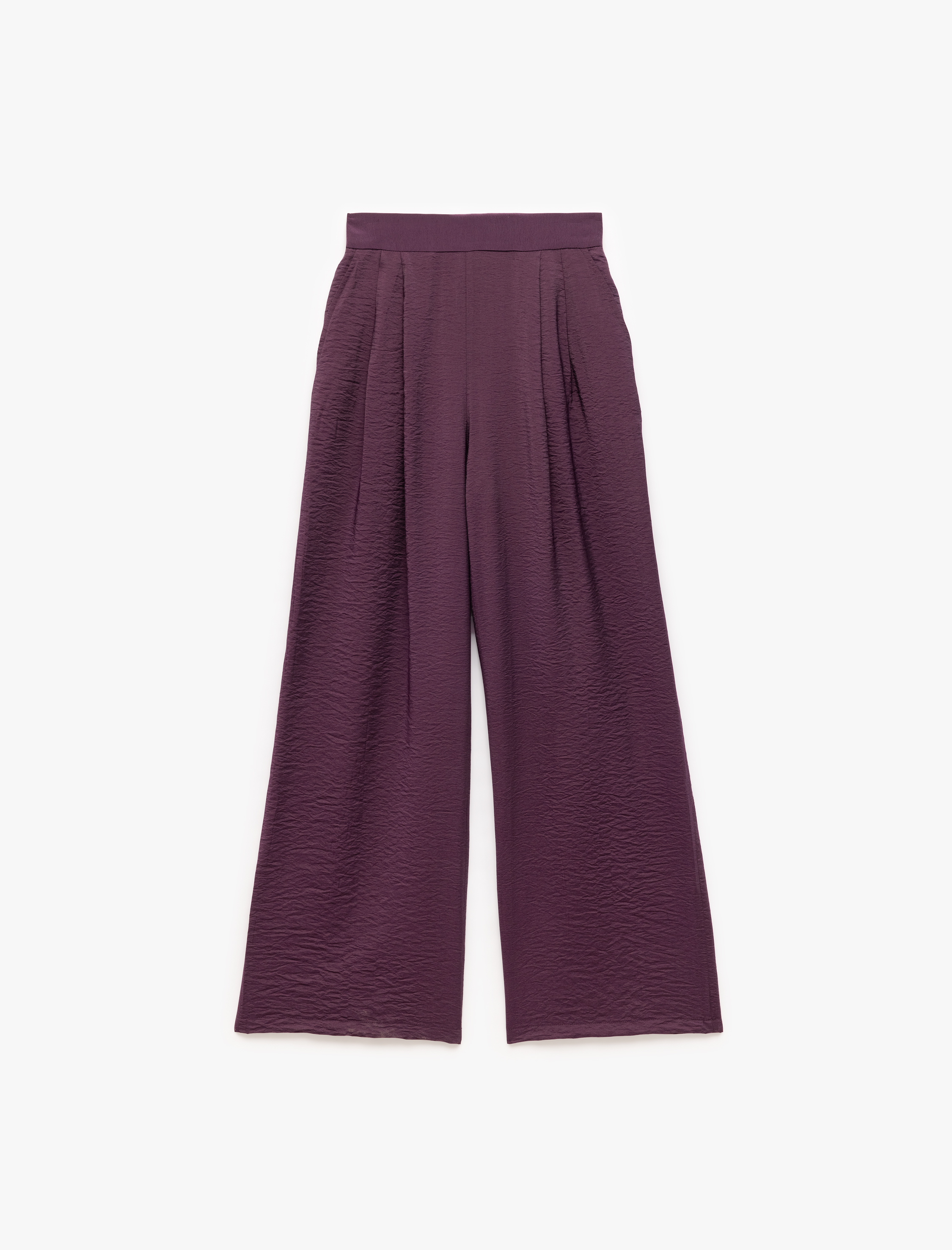   Viskon Pileli Cepli Yüksek Bel Palazzo Pantolon