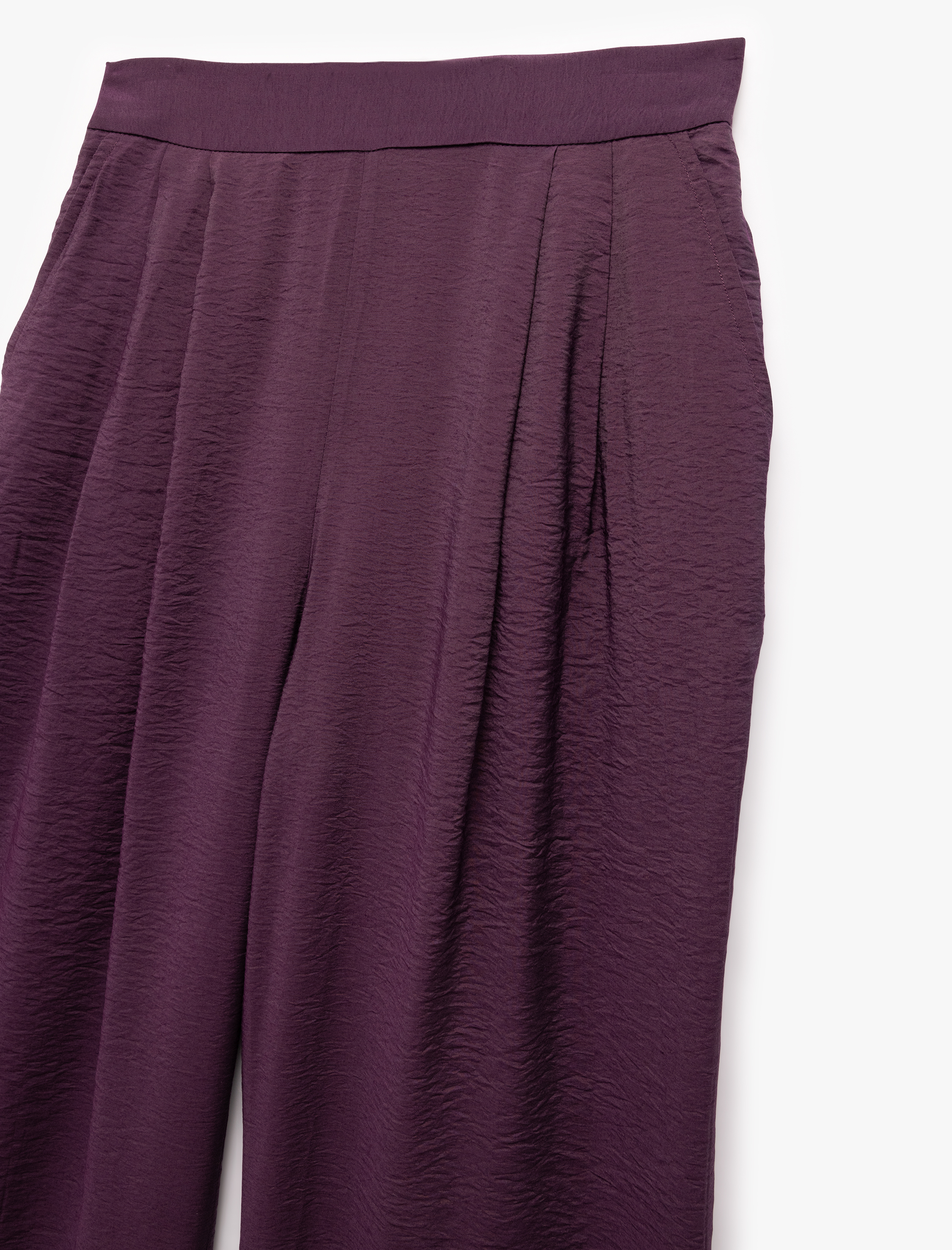   Viskon Pileli Cepli Yüksek Bel Palazzo Pantolon