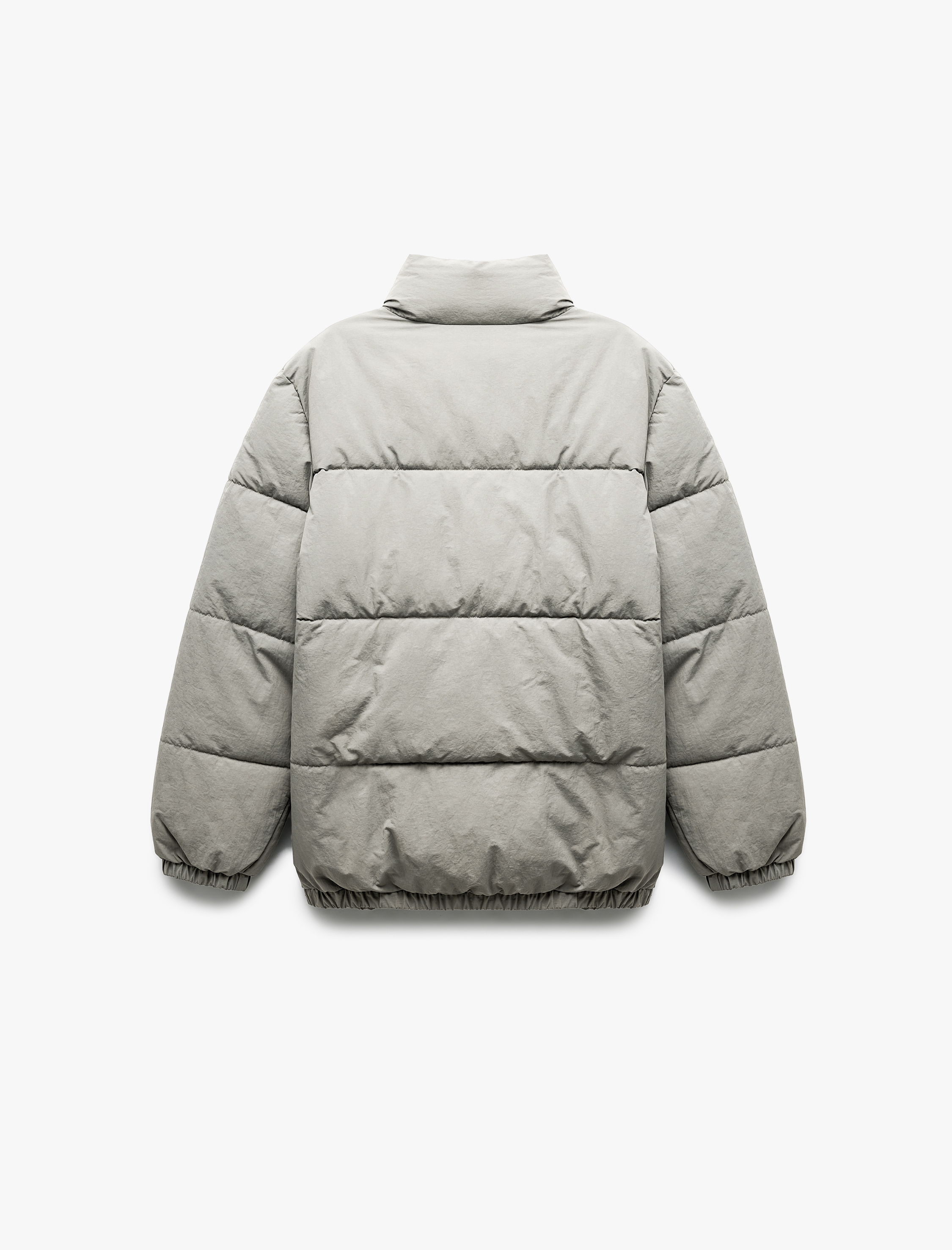 Dik Yaka Cep Detaylı Fermuarlı Kışlık Şişme Mont