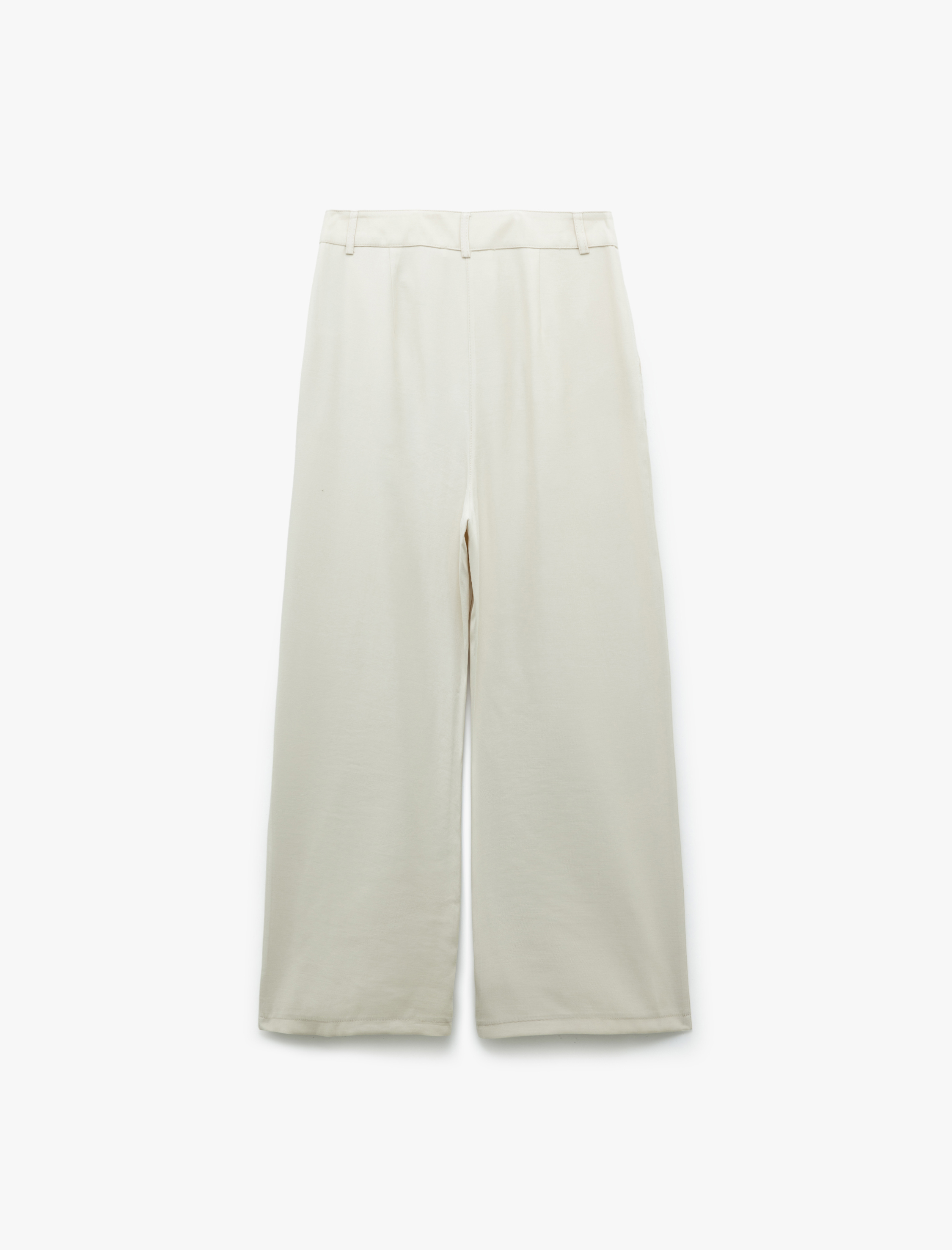   Regular Fit Cupro Viskon Kumaş Pileli Cepli Palazzo Pantolon