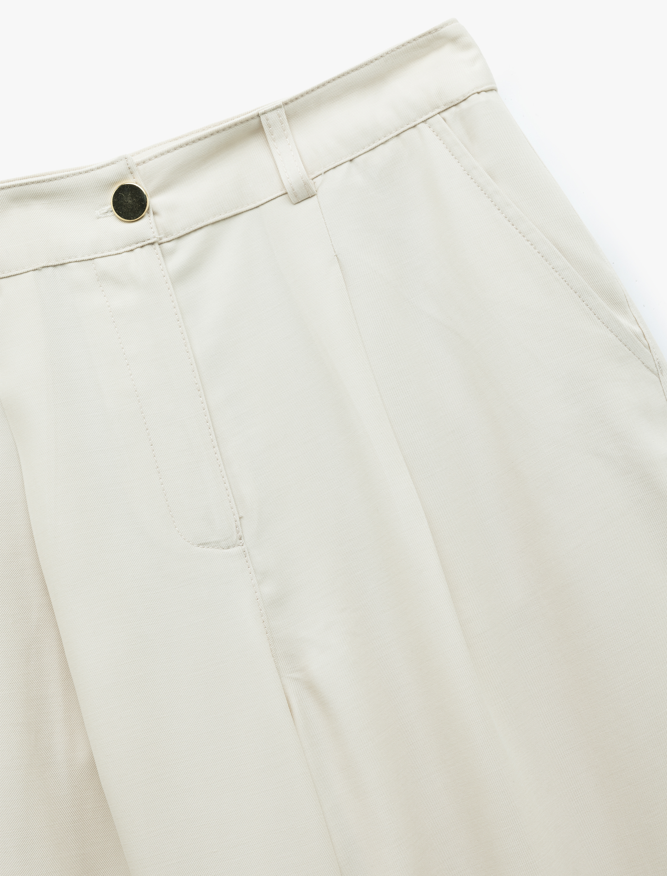   Regular Fit Cupro Viskon Kumaş Pileli Cepli Palazzo Pantolon