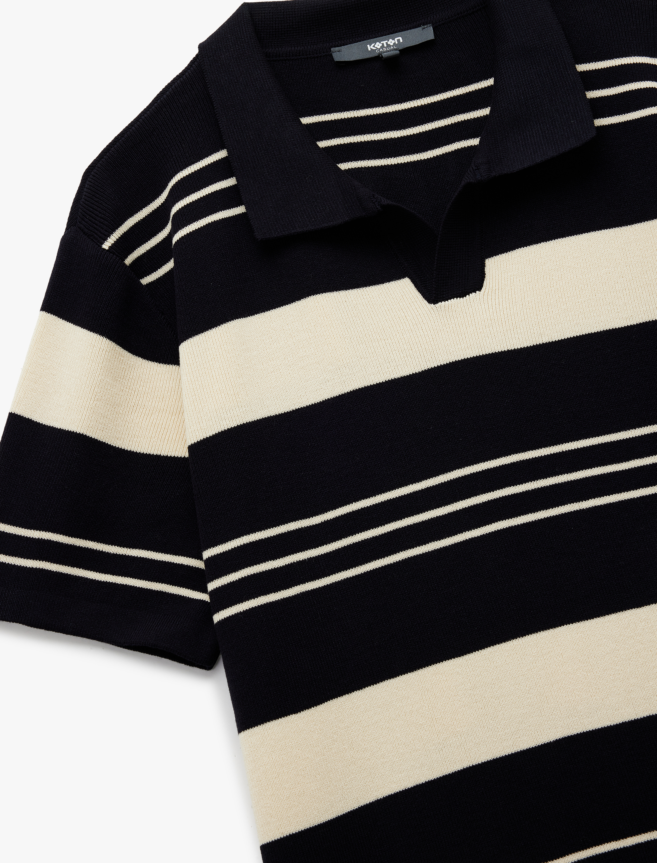   Çizgili Kısa Kollu Regular Fit Polo Yaka Triko Tişört