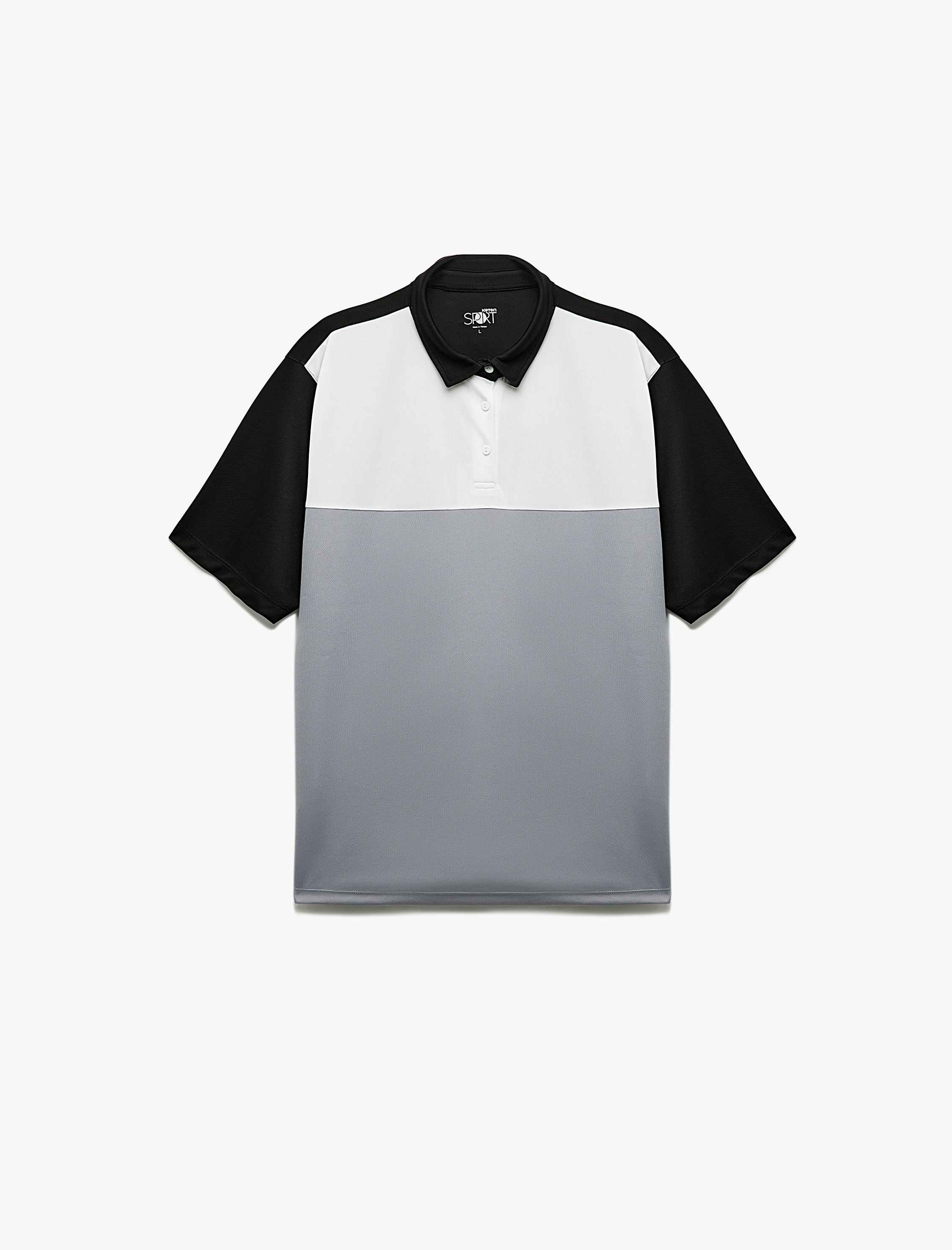   Kısa Kollu Polo Yaka Renk Bloklu Oversize Spor Tişört