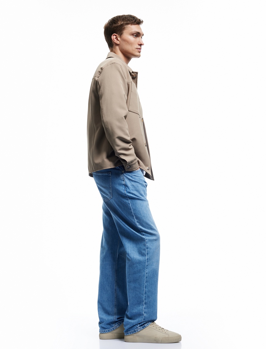   Pamuklu Normal Bel Cep Detaylı Vintage Straight Fit Jean Pantolon