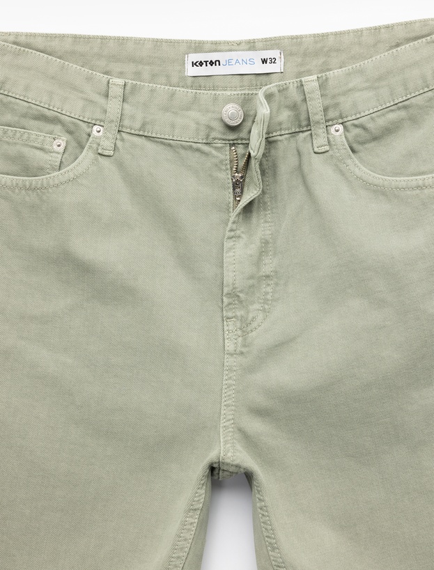 Normal Bel Pamuklu Cep Detaylı Bermuda Loose Fit Jean Şort_6