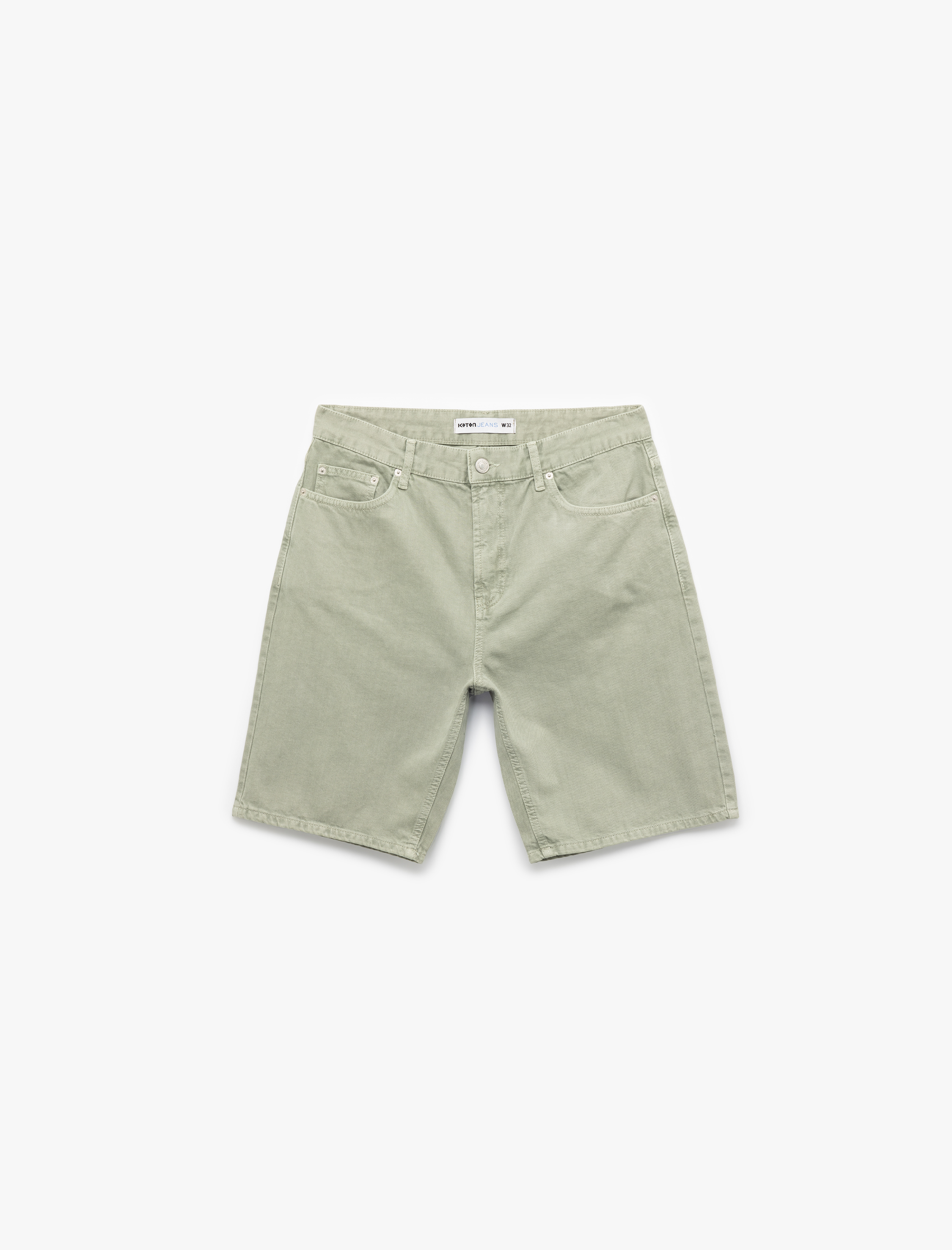   Normal Bel Pamuklu Cep Detaylı Bermuda Loose Fit Jean Şort