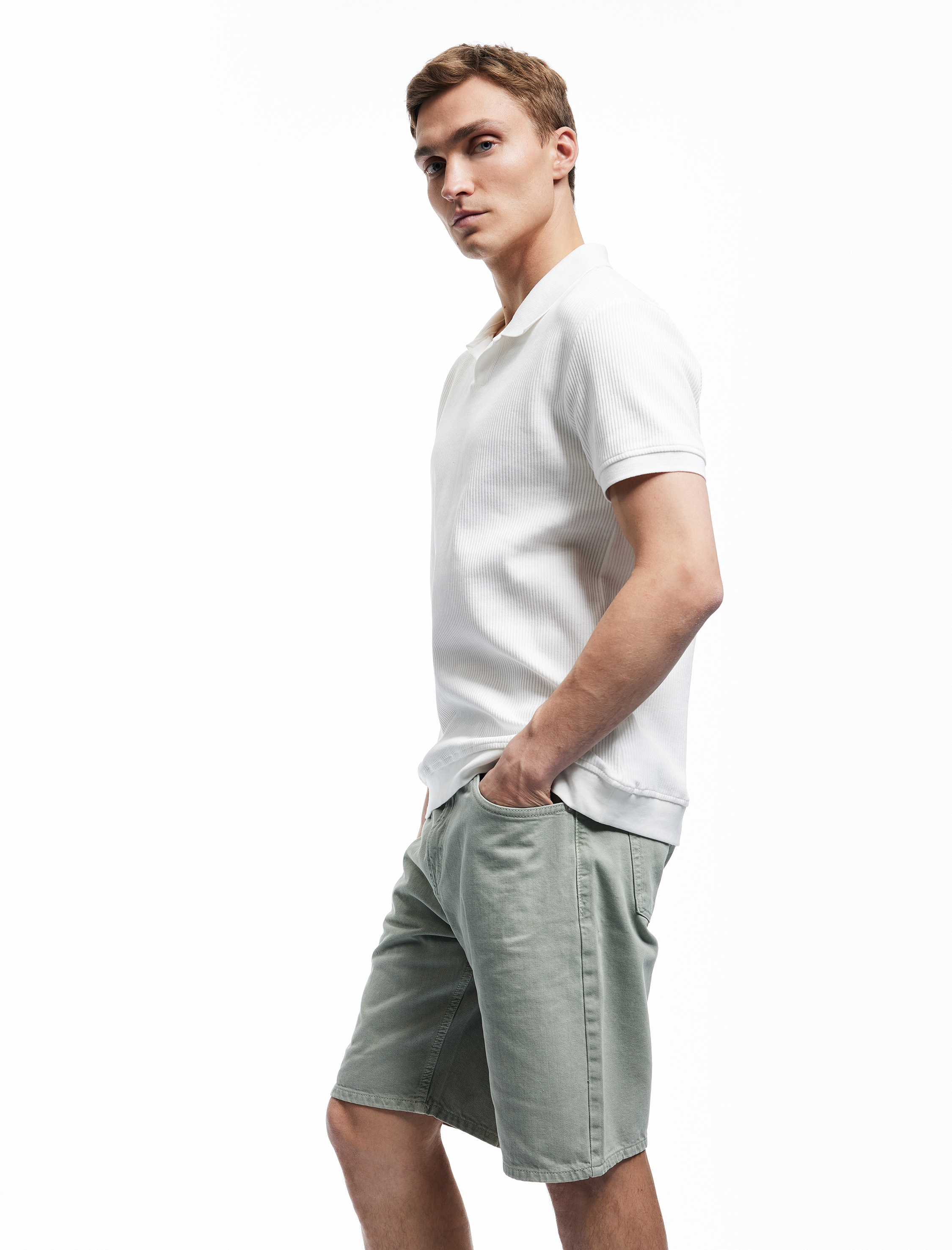   Normal Bel Pamuklu Cep Detaylı Bermuda Loose Fit Jean Şort