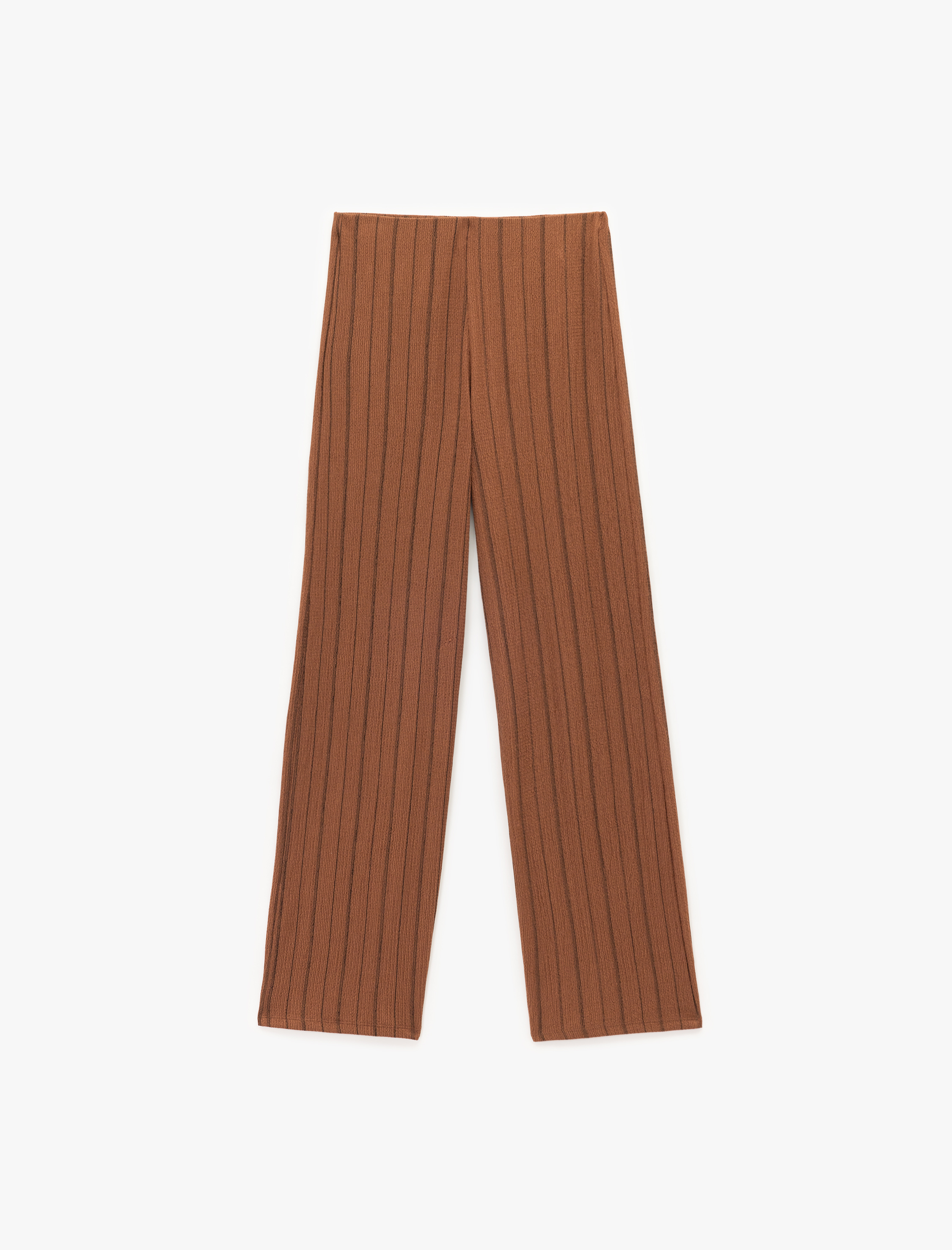 Beli Lastikli Yüksek Bel Çizgili Bürümcük Geniş Paça Pantolon