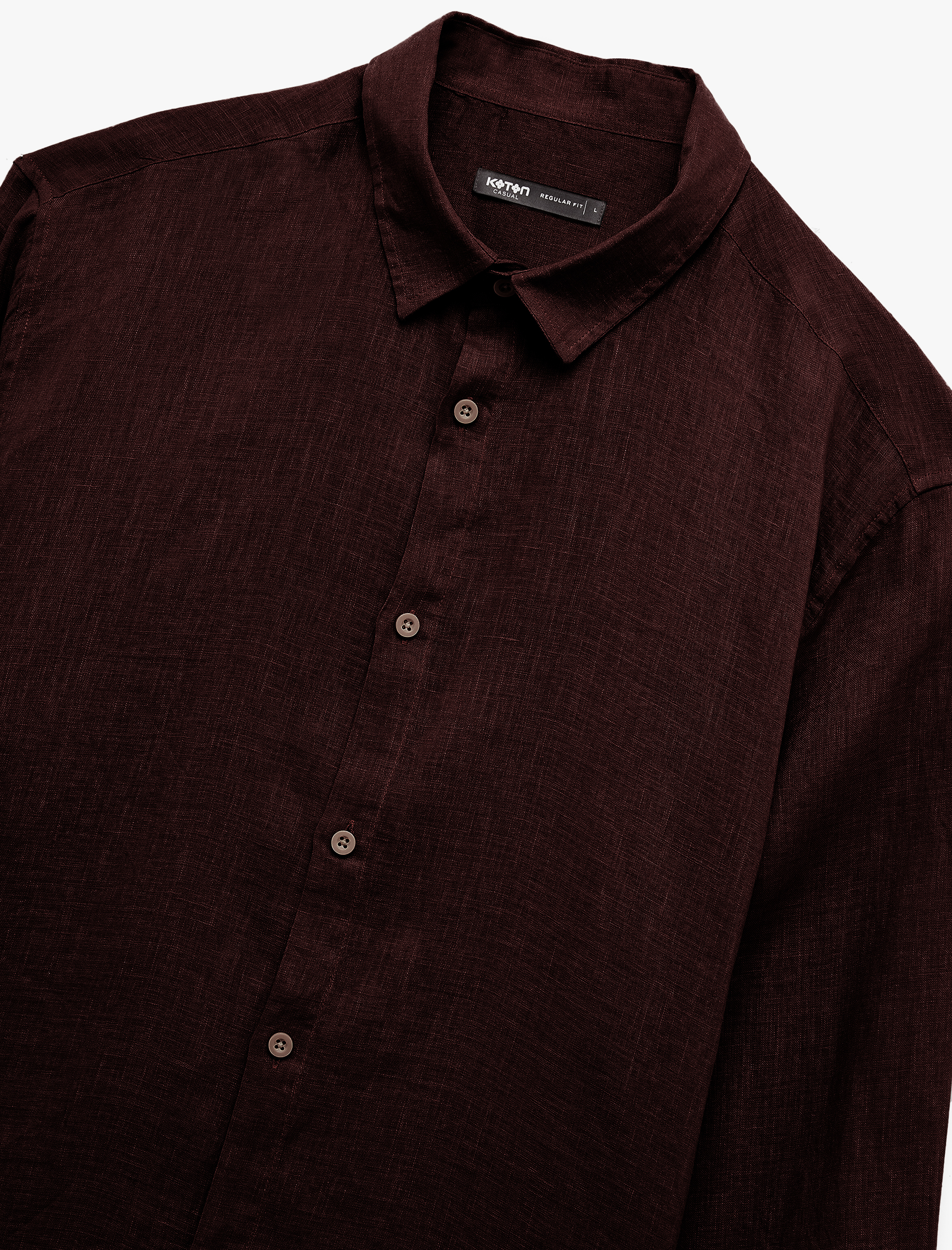   Klasik Yaka Regular Fit Uzun Kollu Keten Gömlek