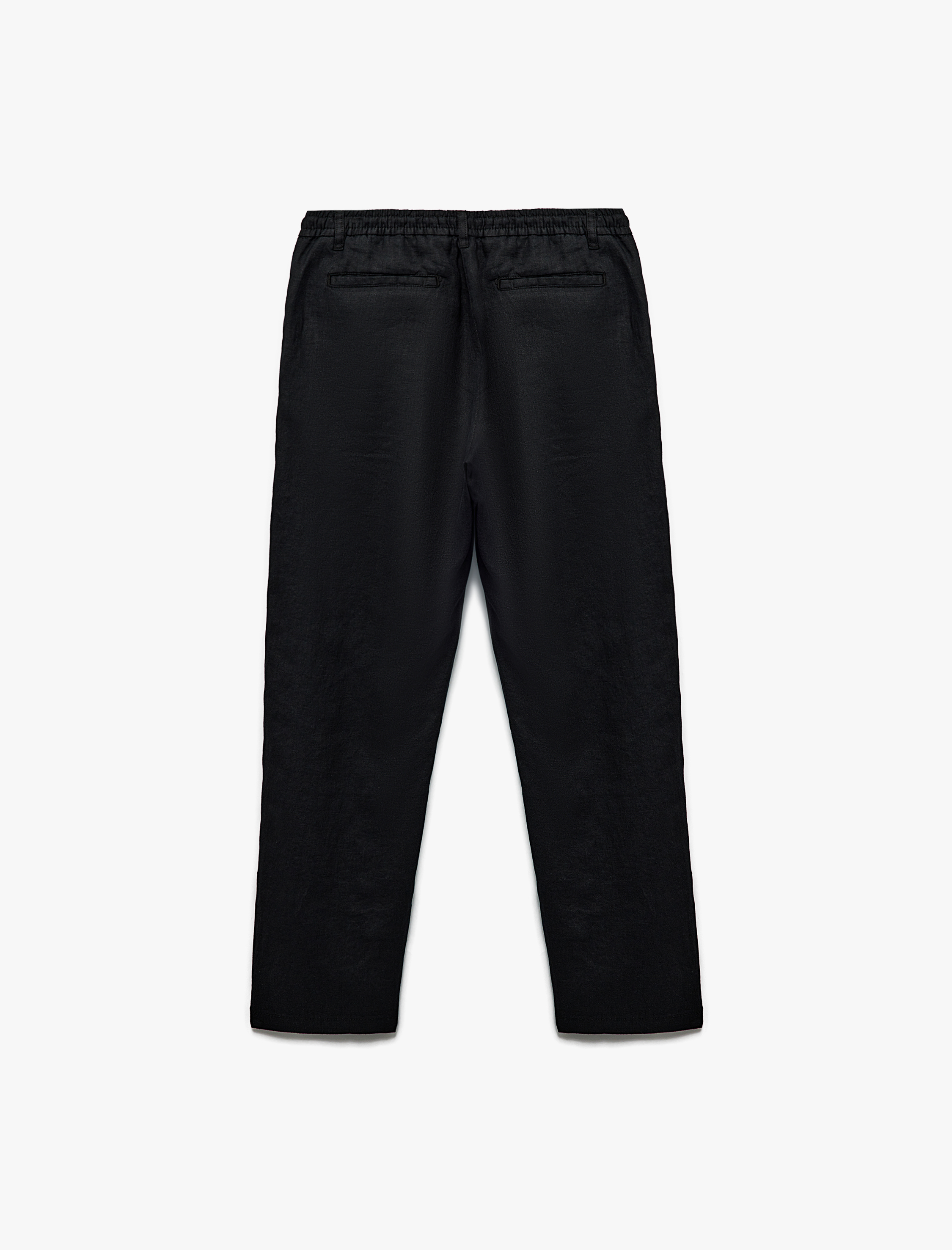   Beli Bağcıklı Düğmeli Cep Detaylı Keten Chino Pantolon