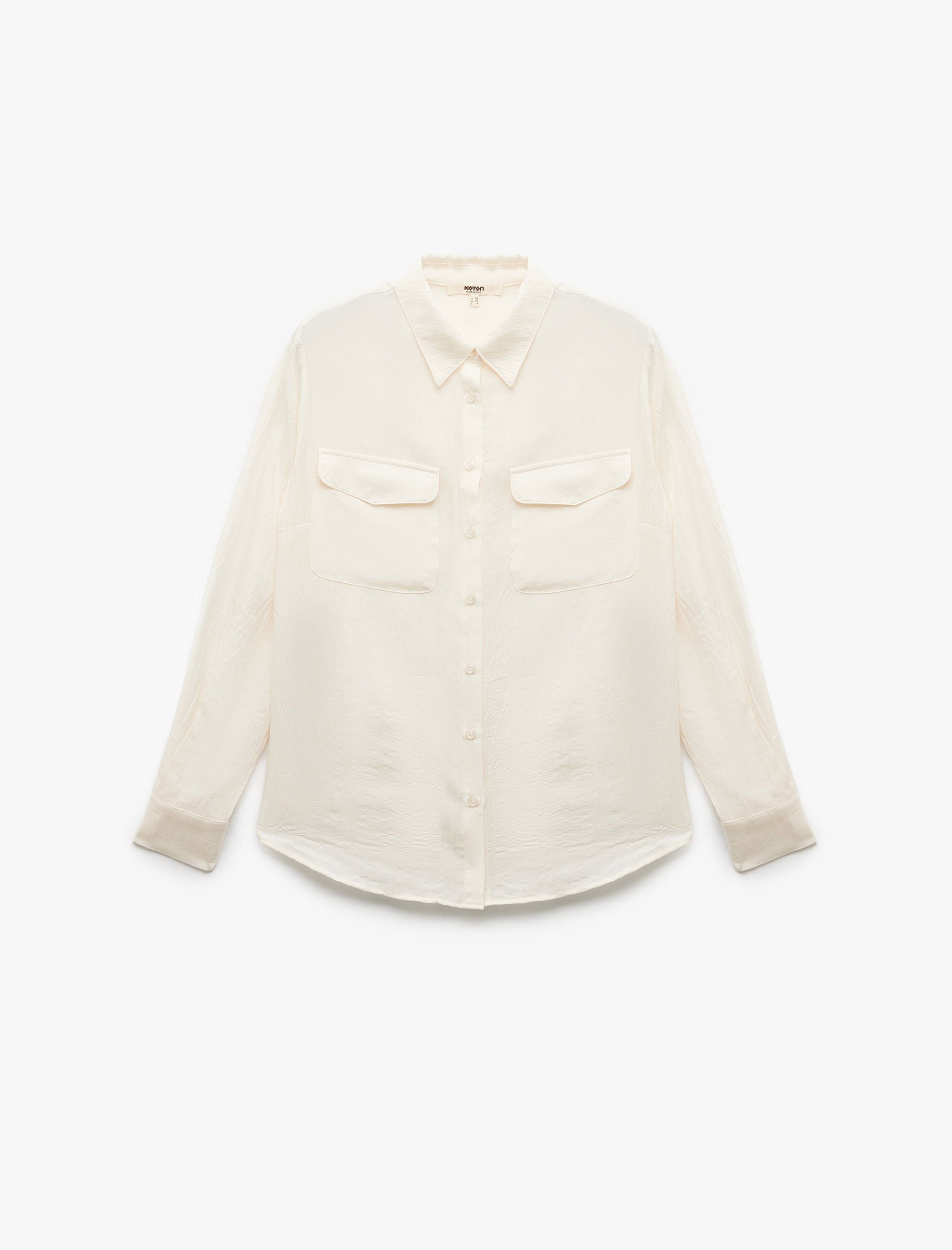   Viskon Kumaş Kapaklı Cep Detaylı Uzun Kollu Gömlek