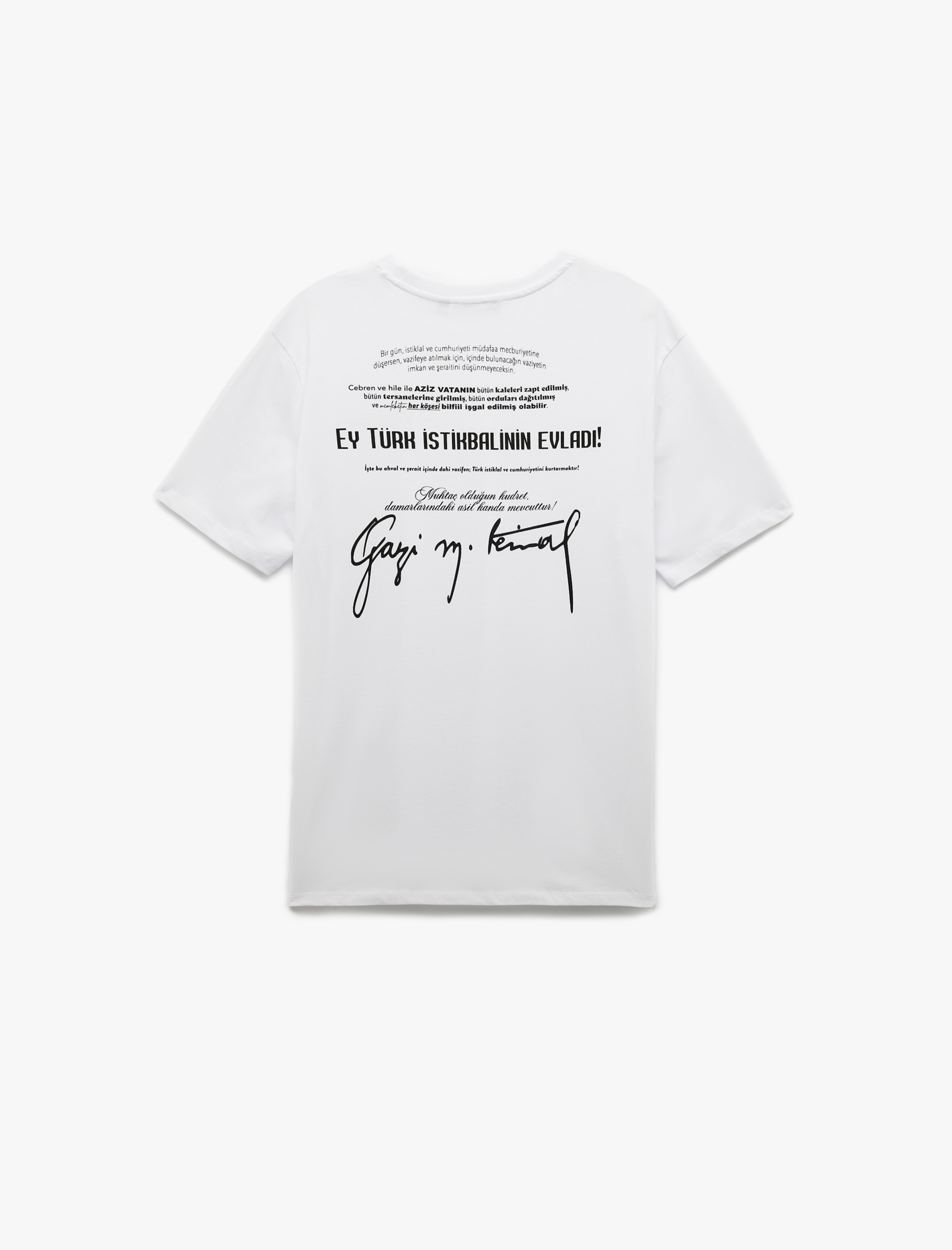   Kısa Kollu Bisiklet Yaka Regular Fit Pamuklu Arkası Baskılı Atatürk Tişört