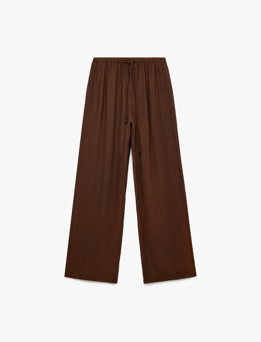   Beli Lastikli Bürümcük Düz Paça Pantolon