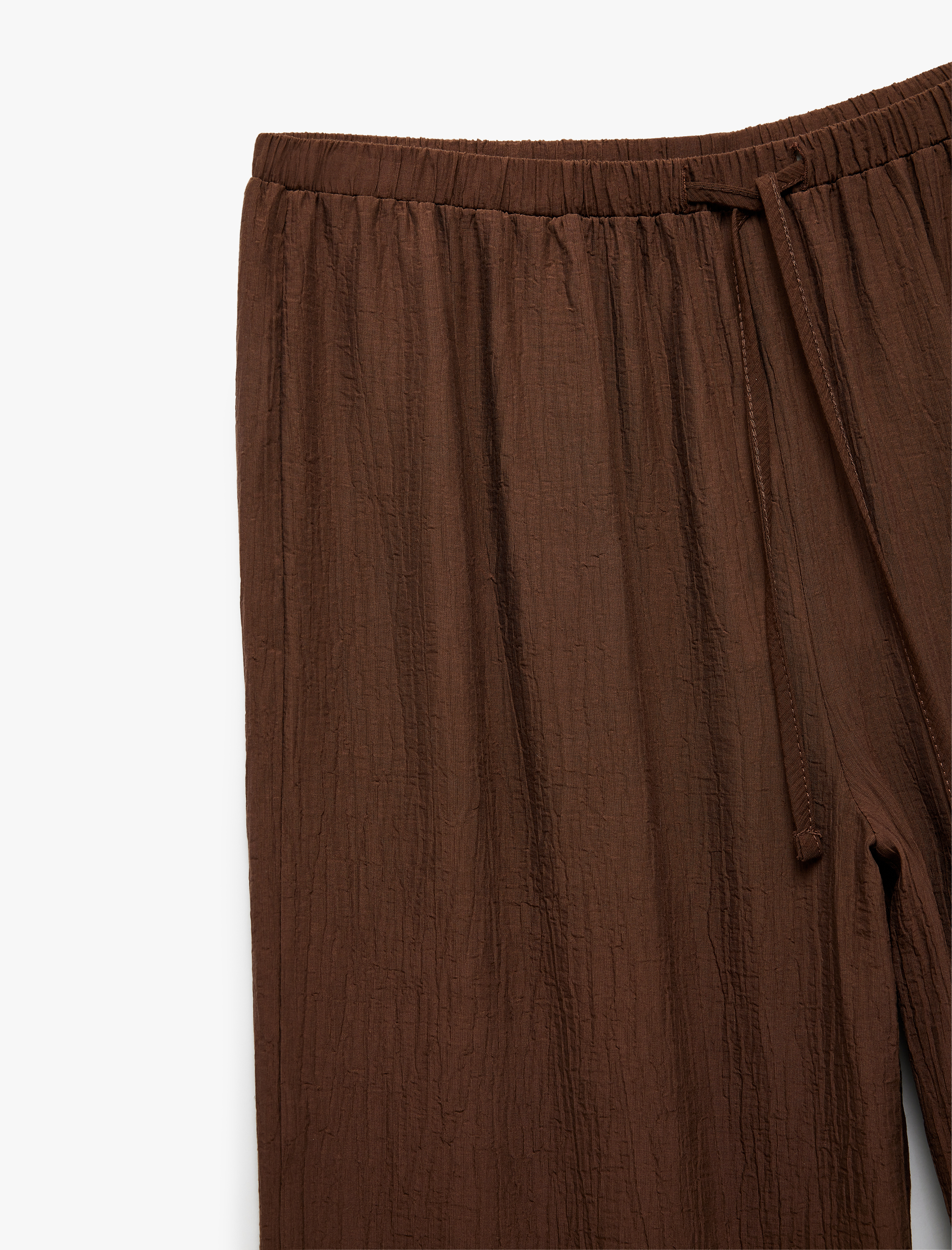   Beli Lastikli Bürümcük Düz Paça Pantolon