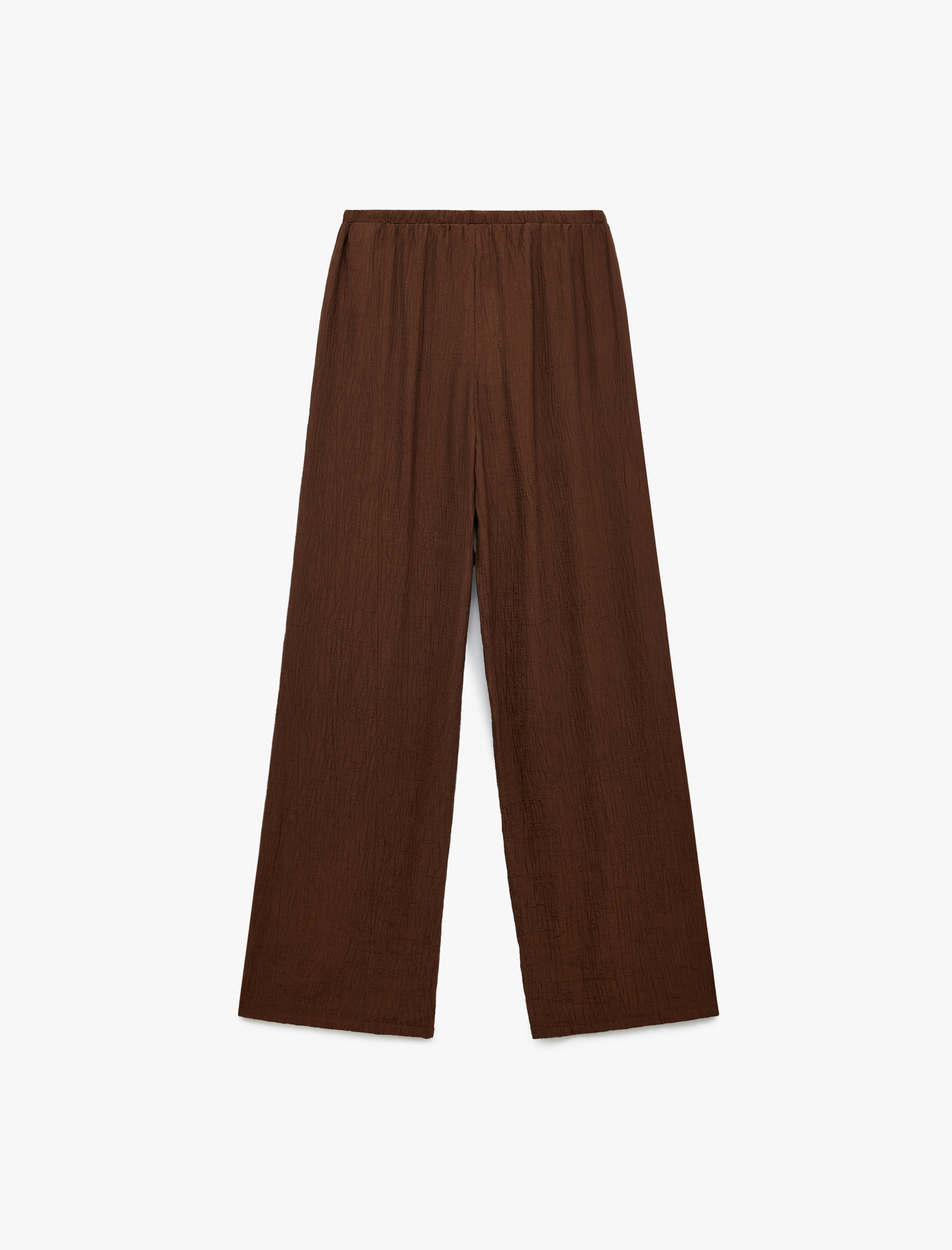   Beli Lastikli Bürümcük Düz Paça Pantolon