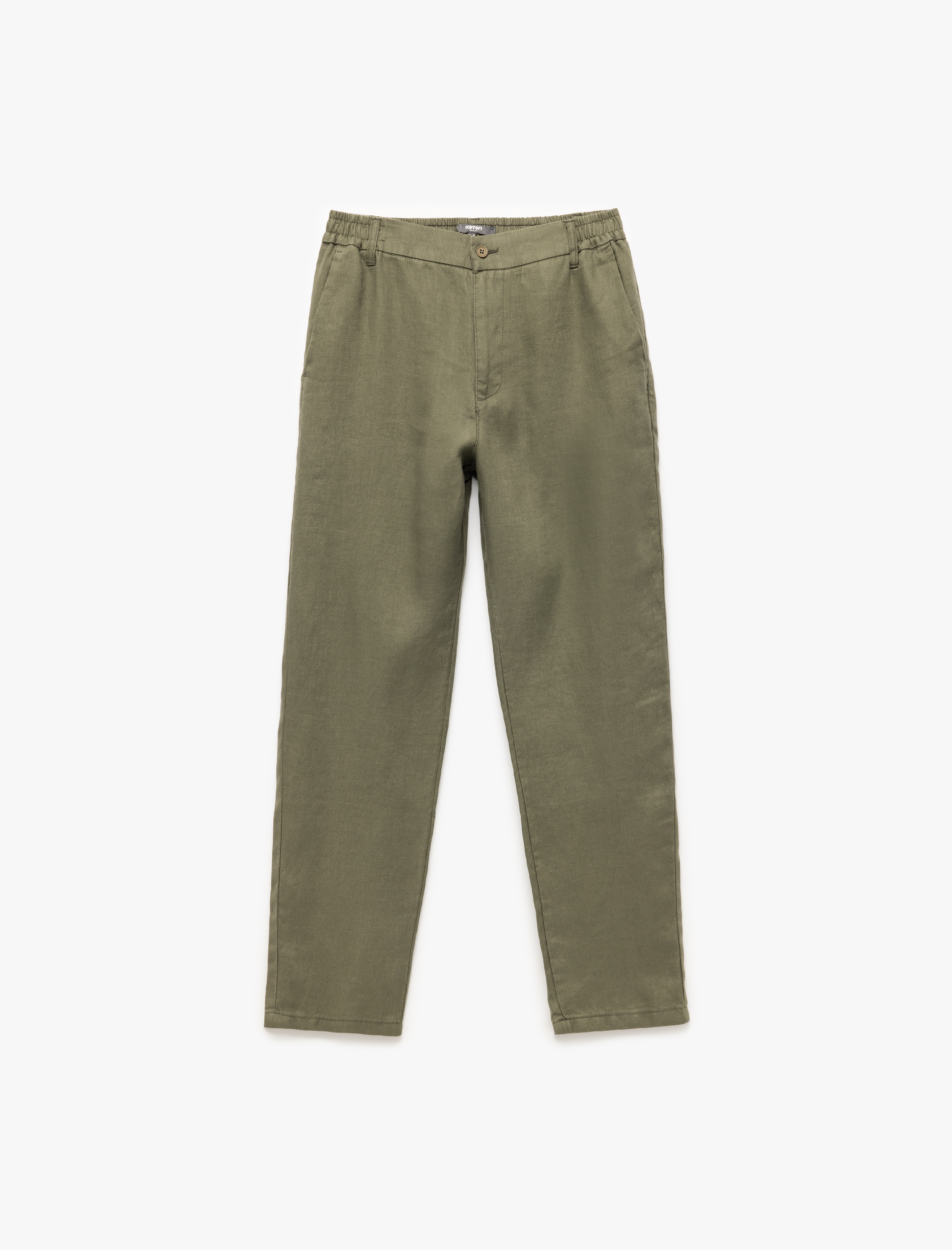   Straight Fit Cep Detaylı Keten Chino Pantolon