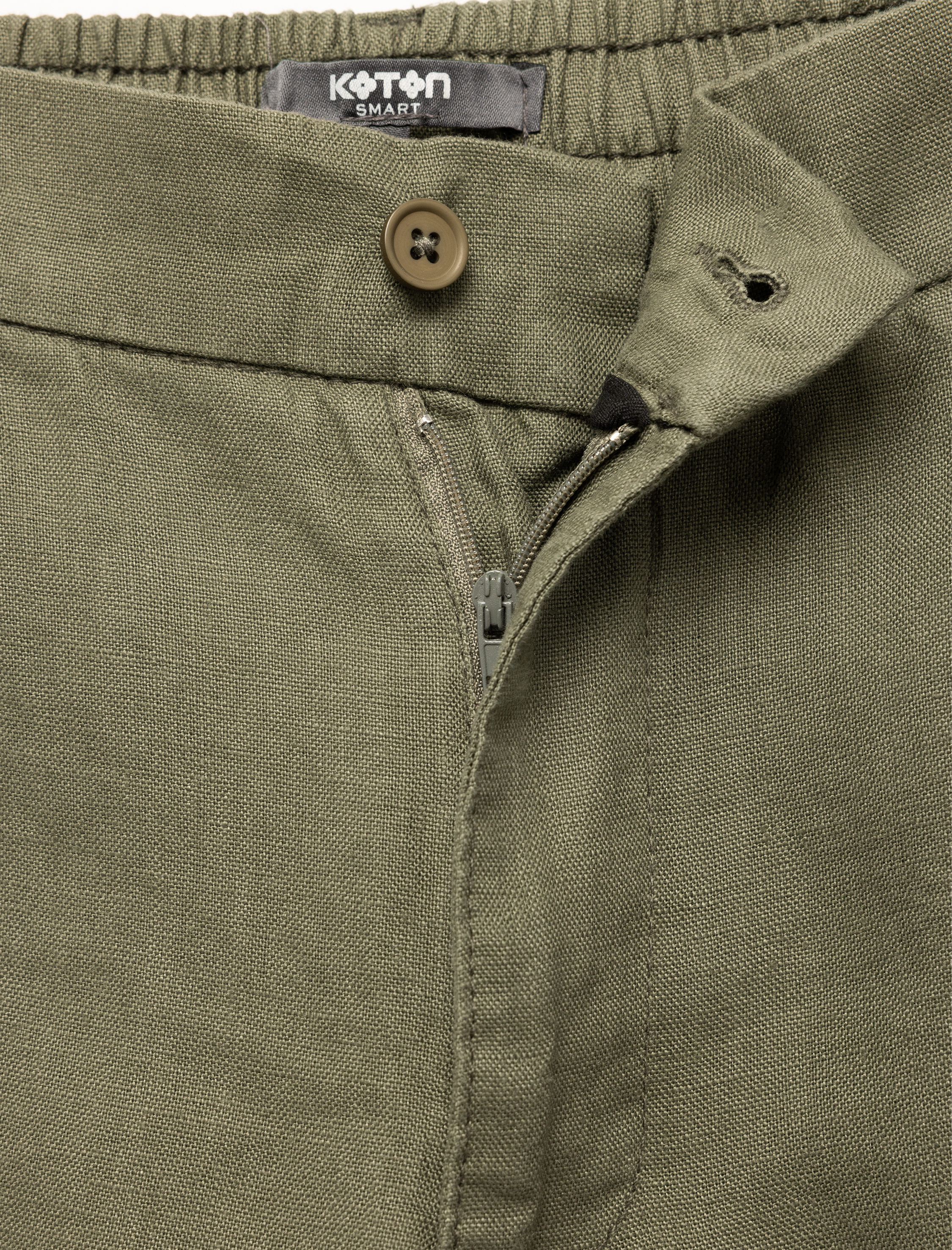   Straight Fit Cep Detaylı Keten Chino Pantolon