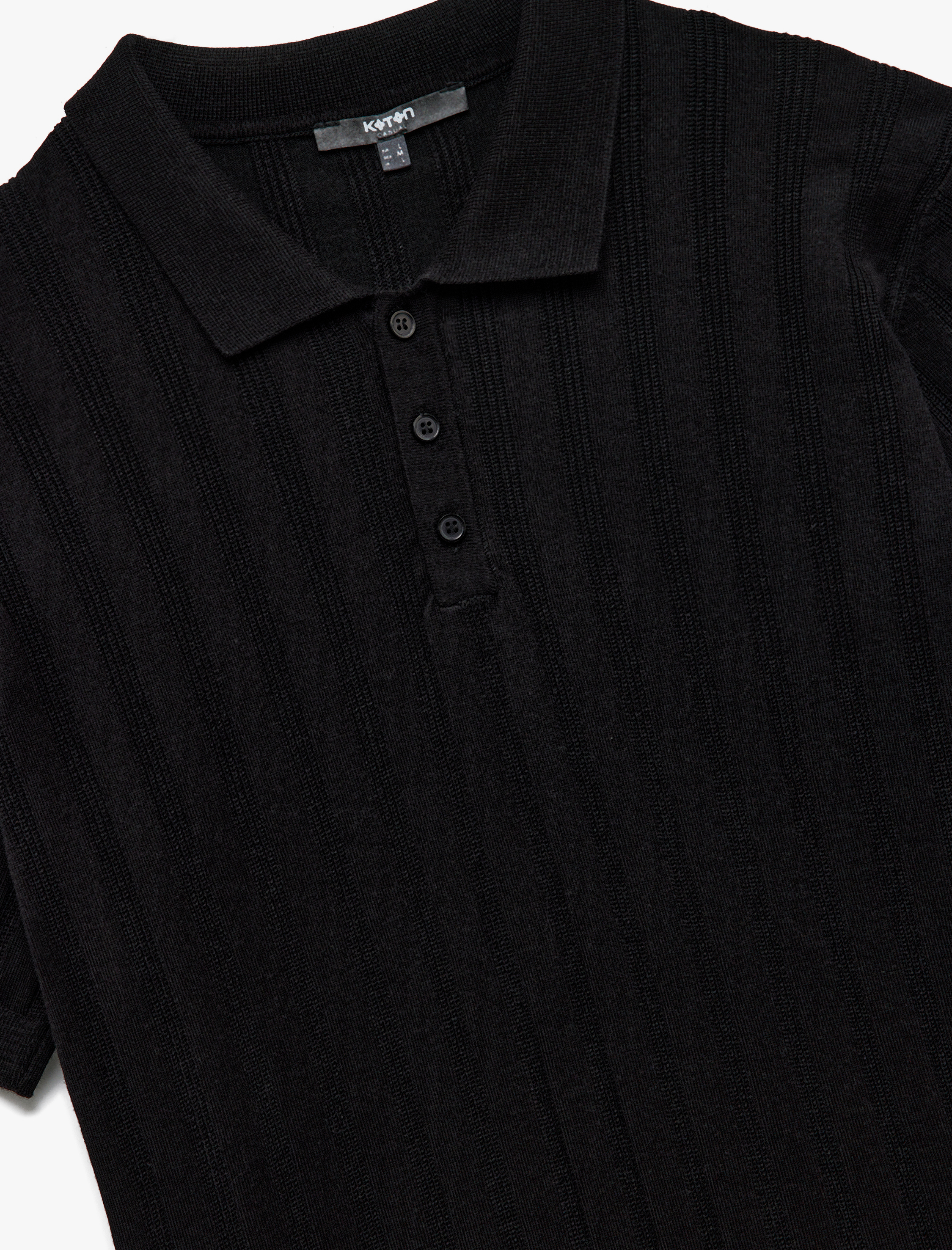   Viskon Polo Yaka Kısa Kollu Triko Kazak