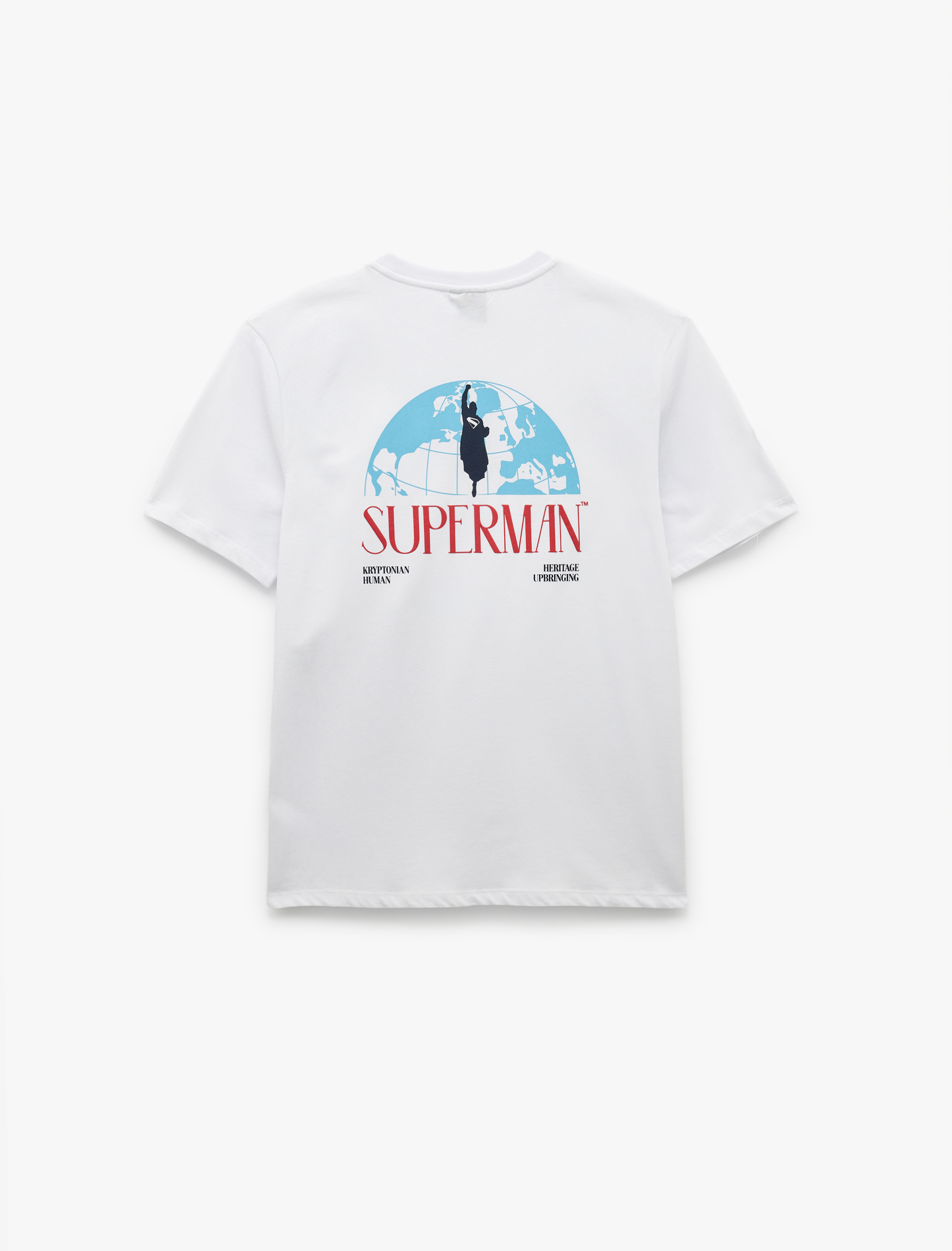   Pamuklu Regular Fit Kısa Kollu Bisiklet Yaka Arkası Baskılı Lisanslı Superman Tişört