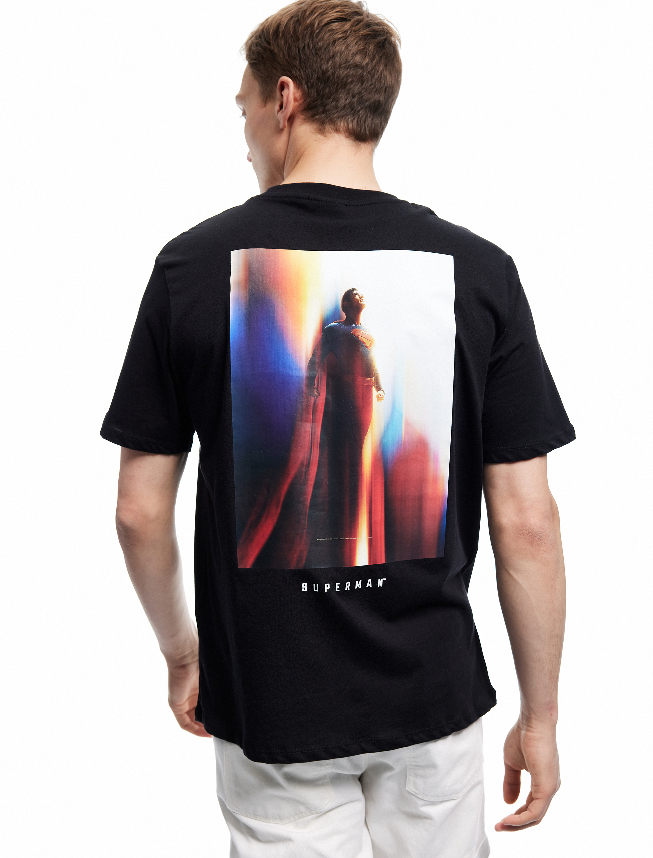   Kısa Kollu Pamuklu Regular Fit Bisiklet Yaka Arkası Baskılı Lisanslı Superman Tişört