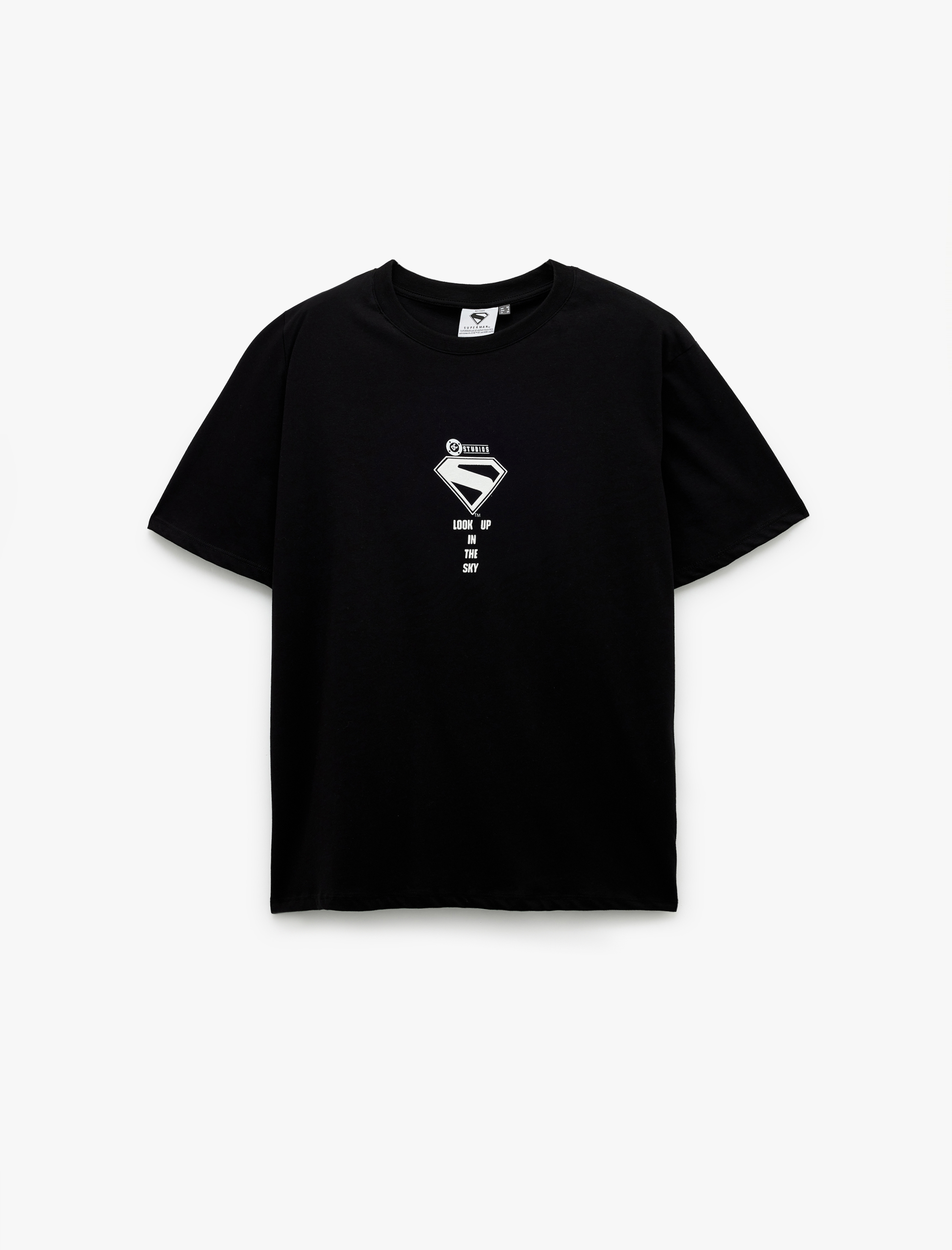   Kısa Kollu Pamuklu Regular Fit Bisiklet Yaka Arkası Baskılı Lisanslı Superman Tişört