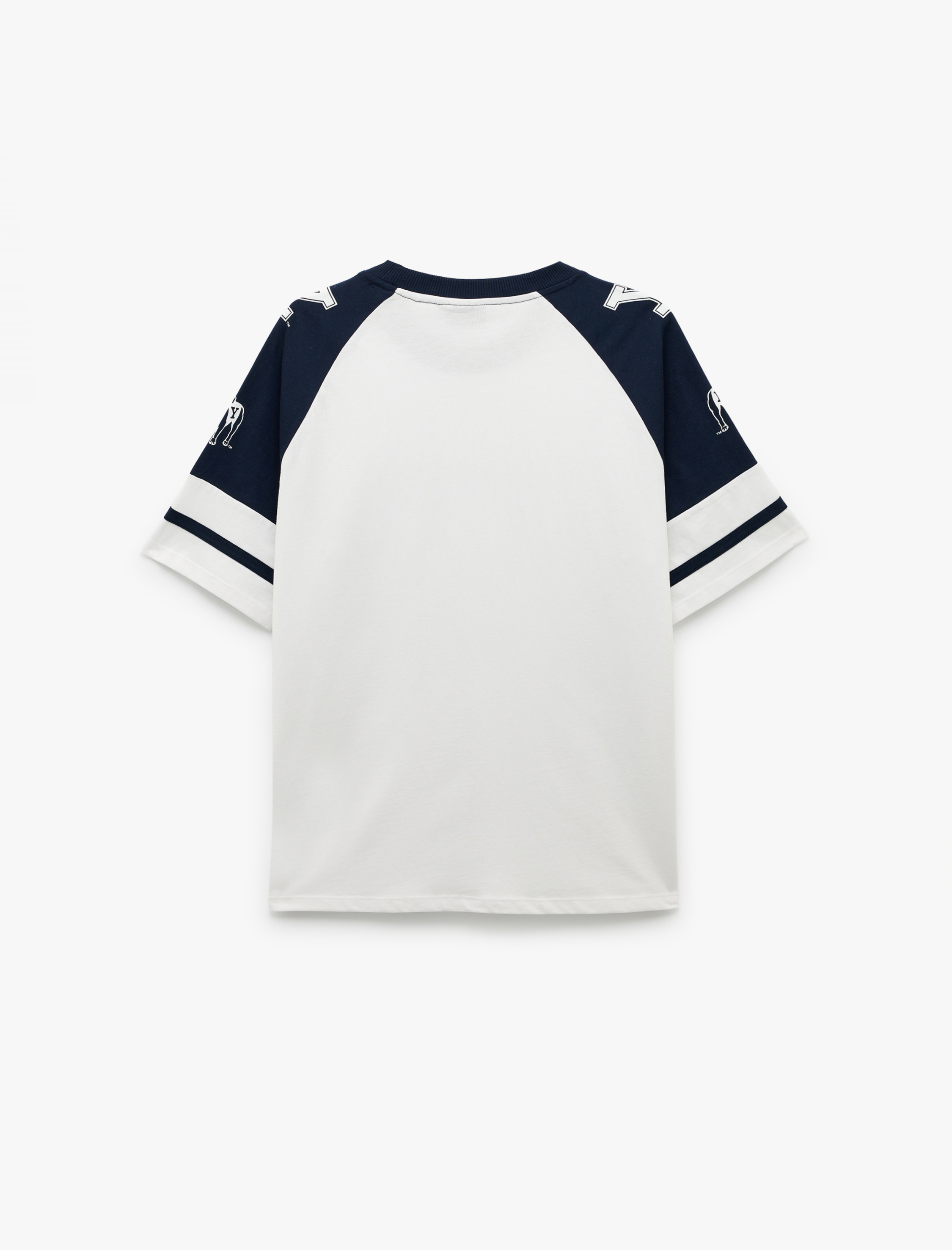   Pamuklu Baskılı Kısa Reglan Kollu Bisiklet Yaka Renk Bloklu Oversize Lisanslı Yale Tişört