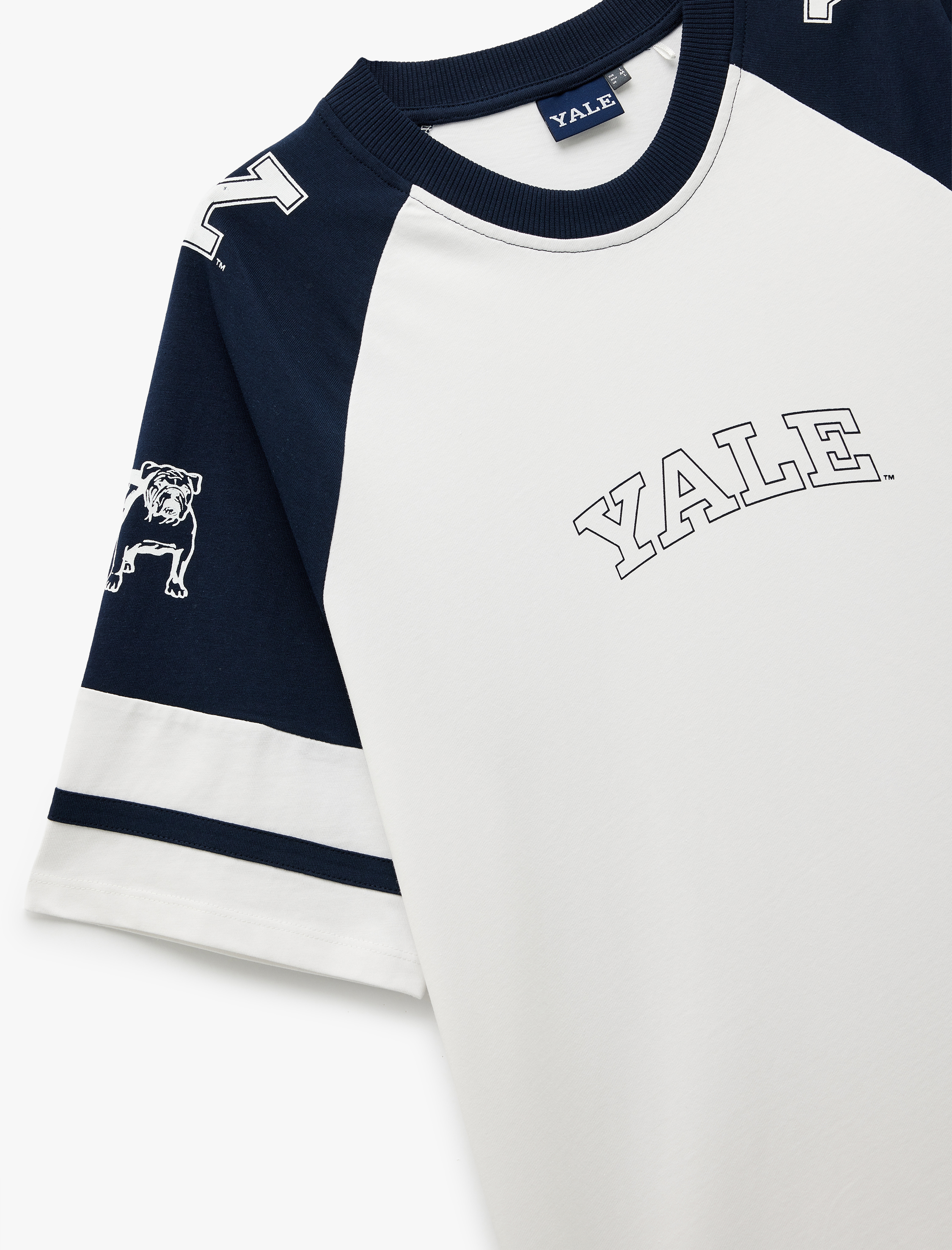   Pamuklu Baskılı Kısa Reglan Kollu Bisiklet Yaka Renk Bloklu Oversize Lisanslı Yale Tişört