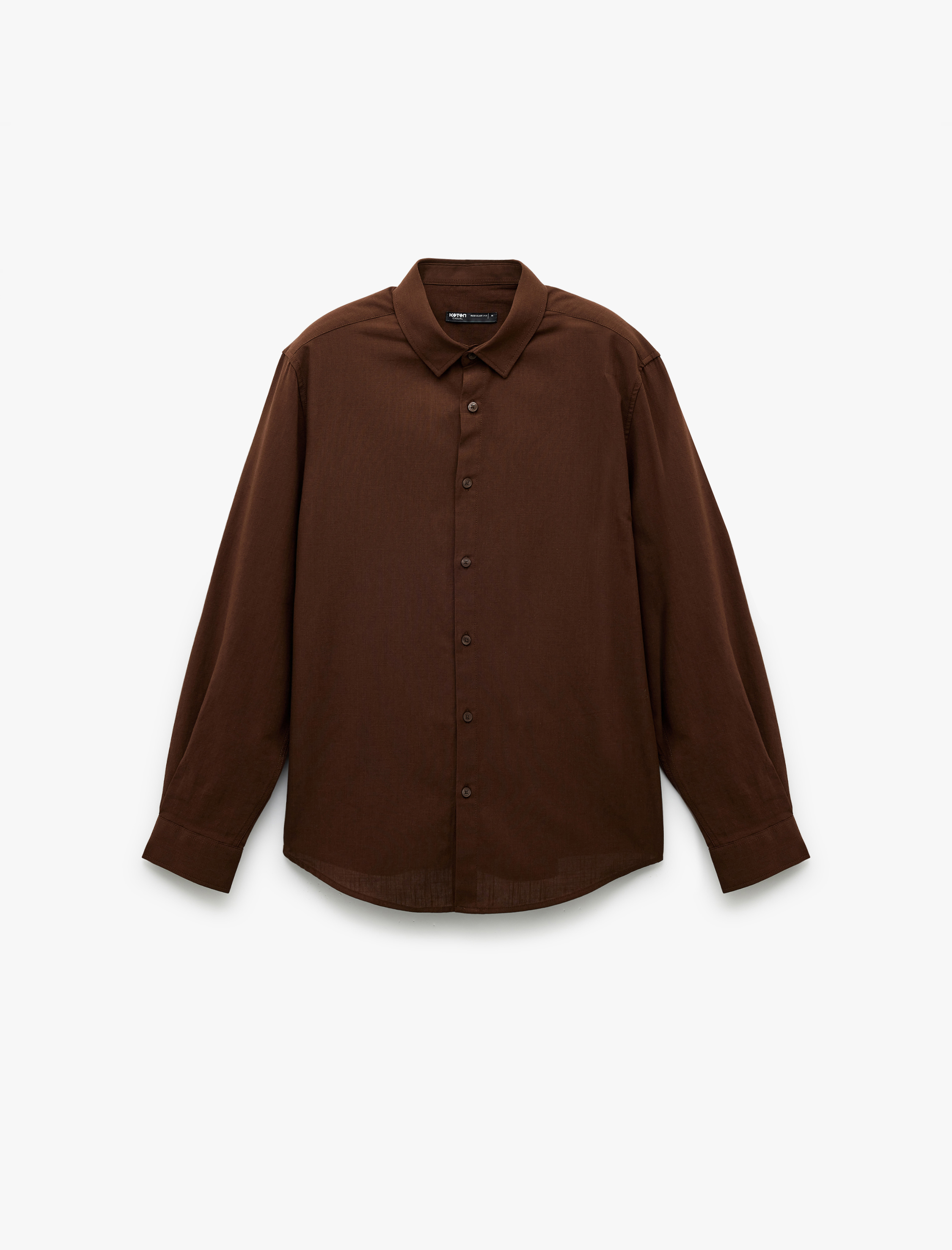   Uzun Kollu Pamuklu Regular Fit Kol Detaylı Klasik Gömlek