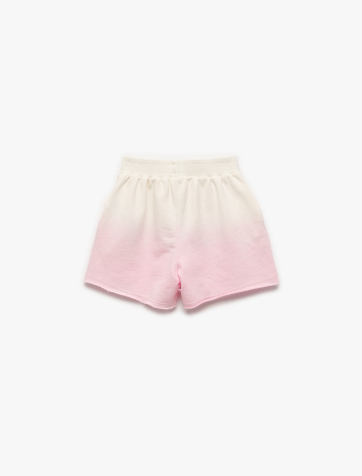 Kız Çocuk Pamuklu Beli Bağcıklı Cepli Desenli Mini Şort