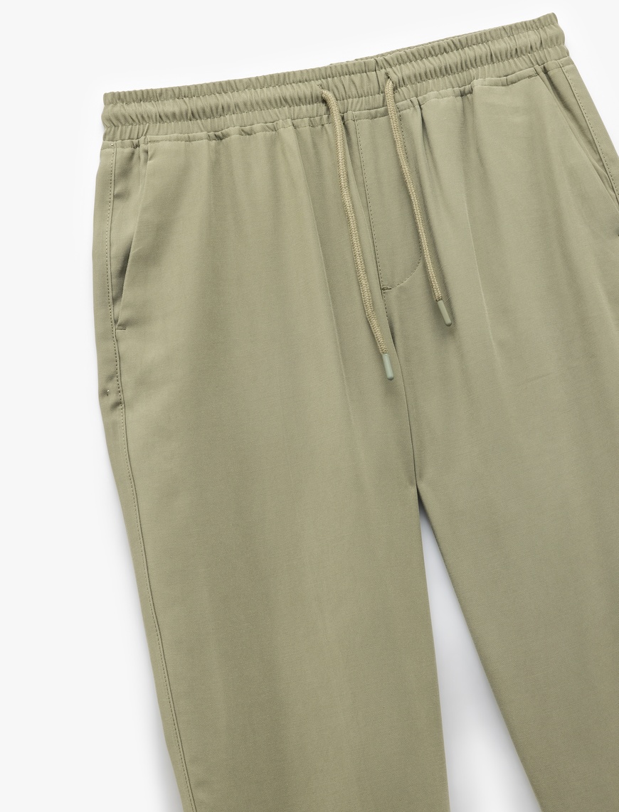   Viskon Cep Detaylı Rayon Tapered Beli Bağcıklı Eşofman Pantolon